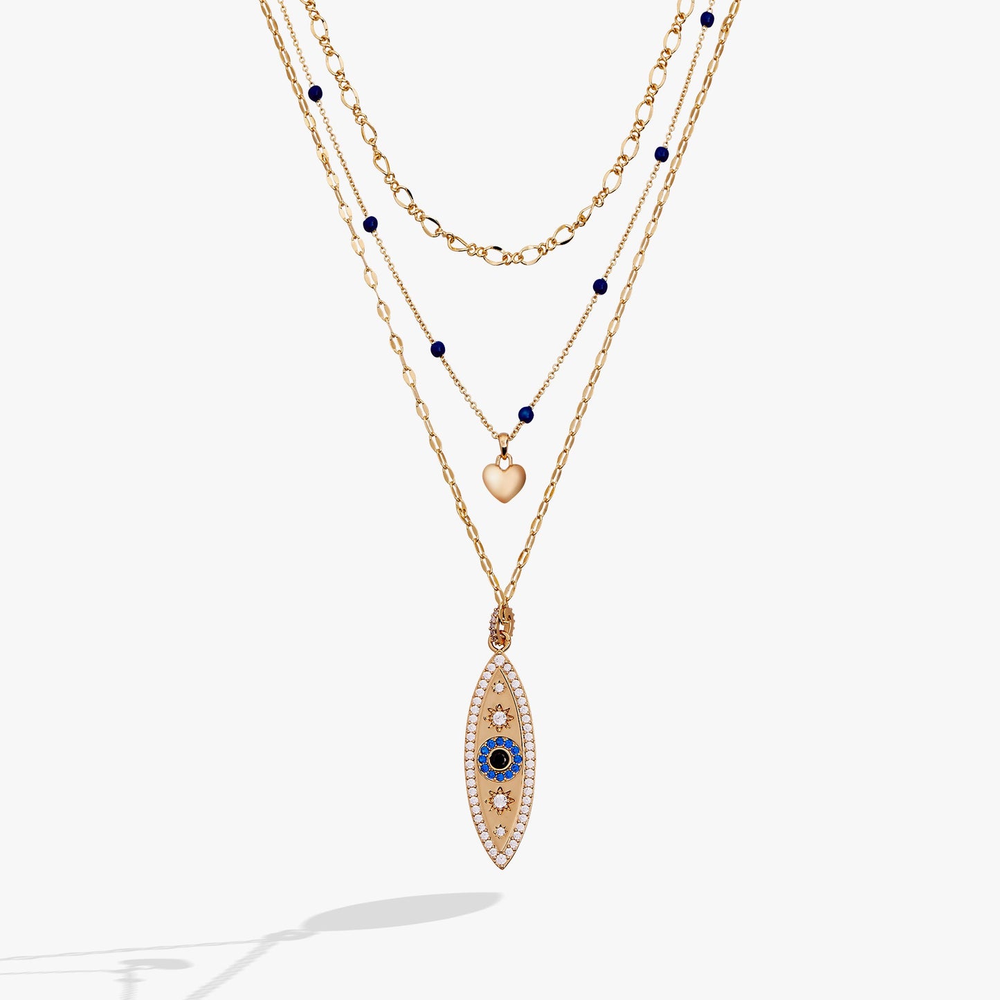 Festival Stranded Evil Eye Necklace Gold