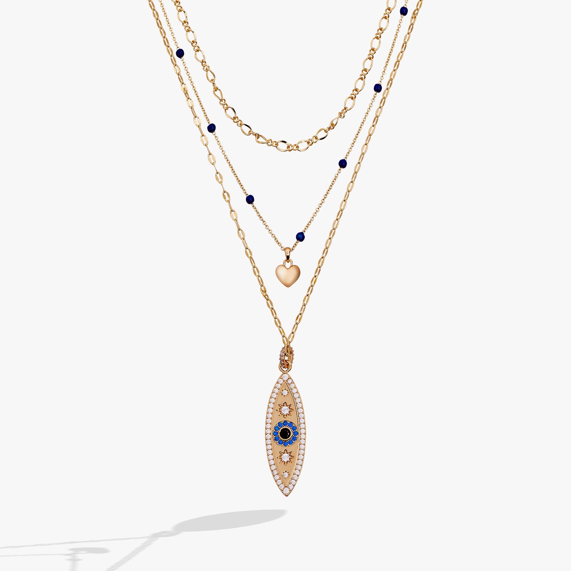 Festival Stranded Evil Eye Necklace Gold