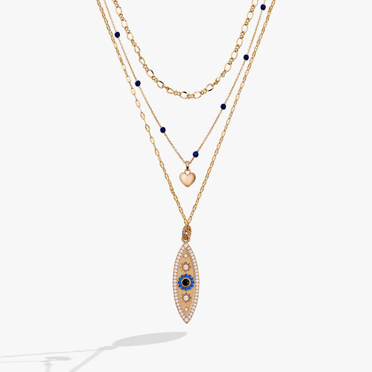 Festival Stranded Evil Eye Necklace Gold