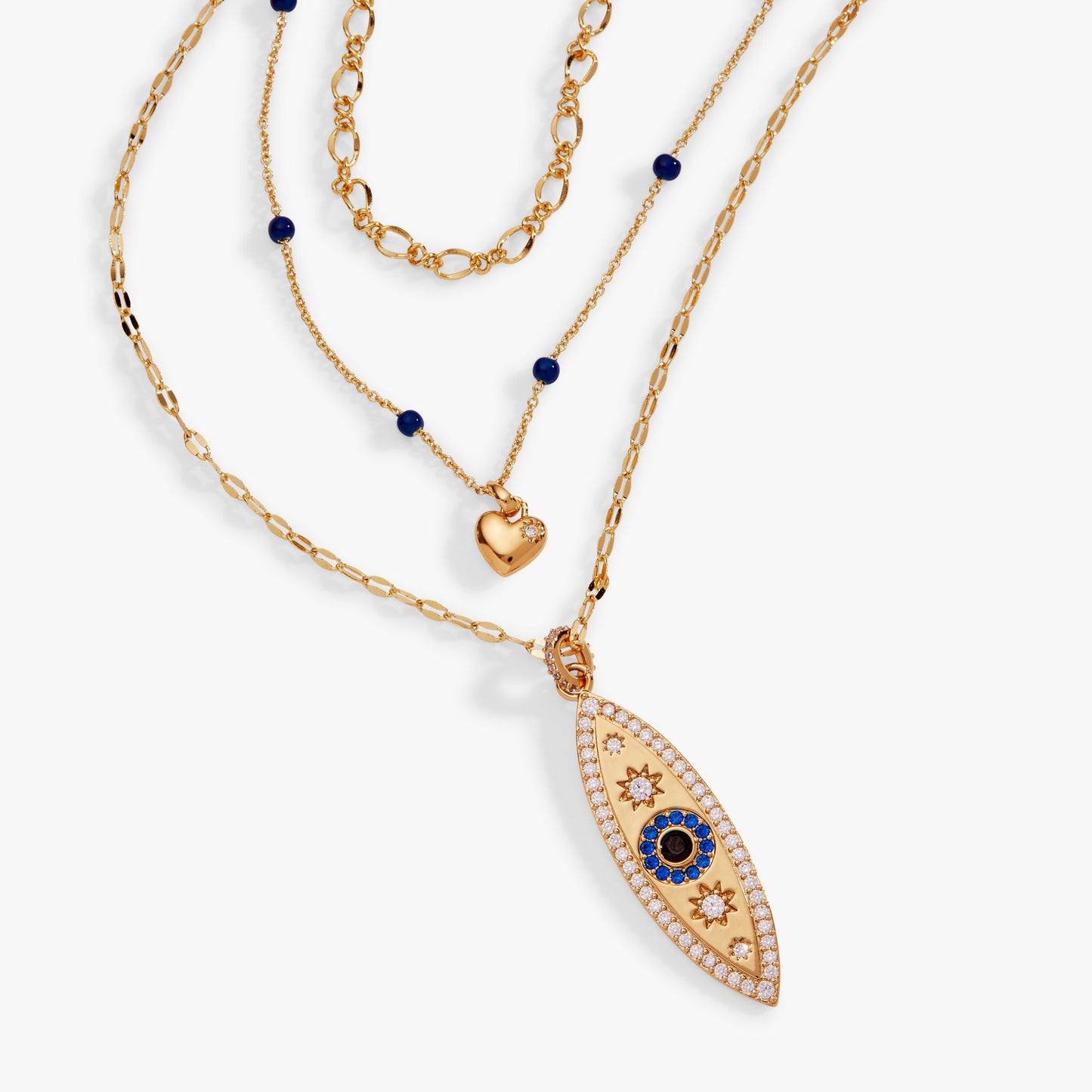 Festival Stranded Evil Eye Necklace Gold