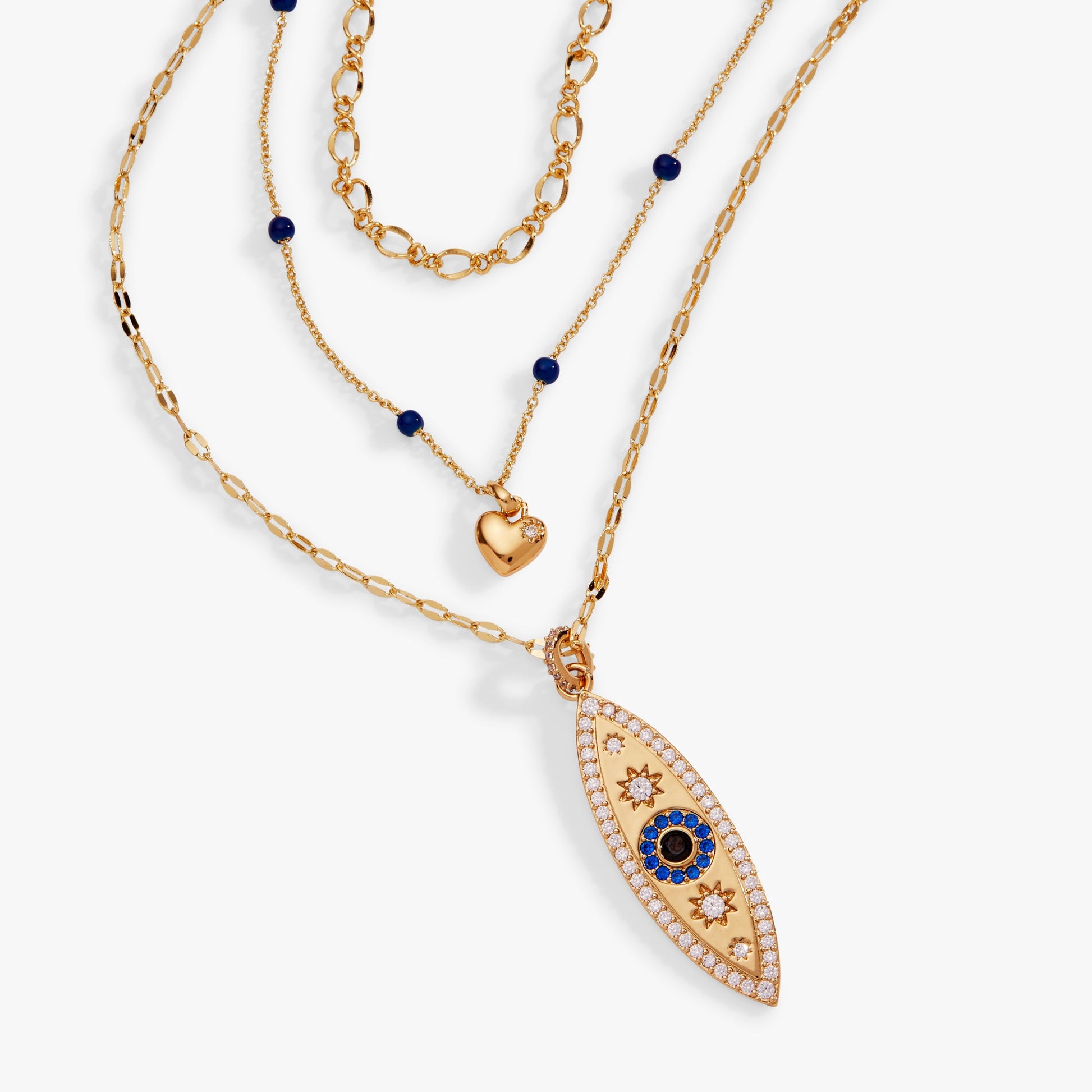 Festival Stranded Evil Eye Necklace Gold