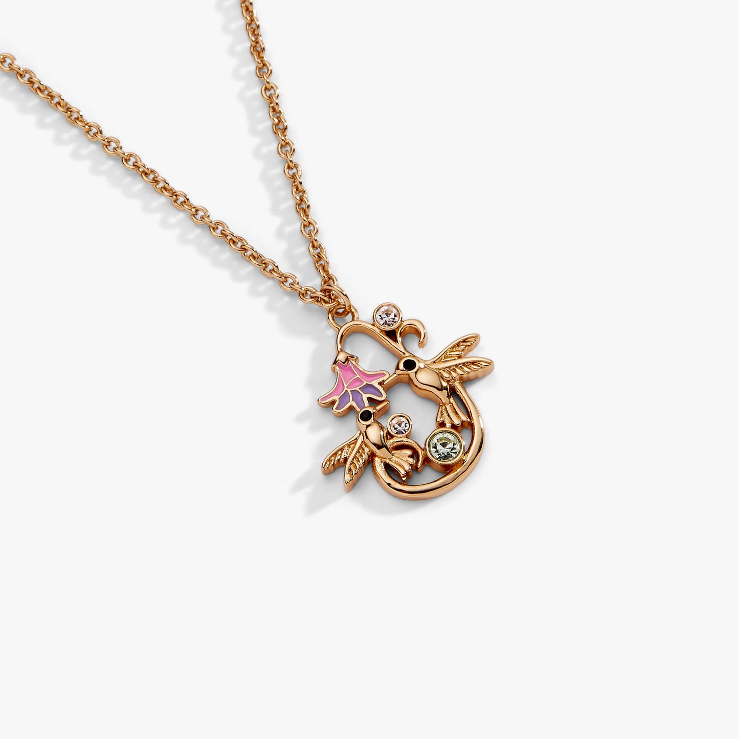 Birds of a Feather Enamel Pendant Gold