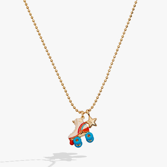 70s Roller Skate Necklace Gold