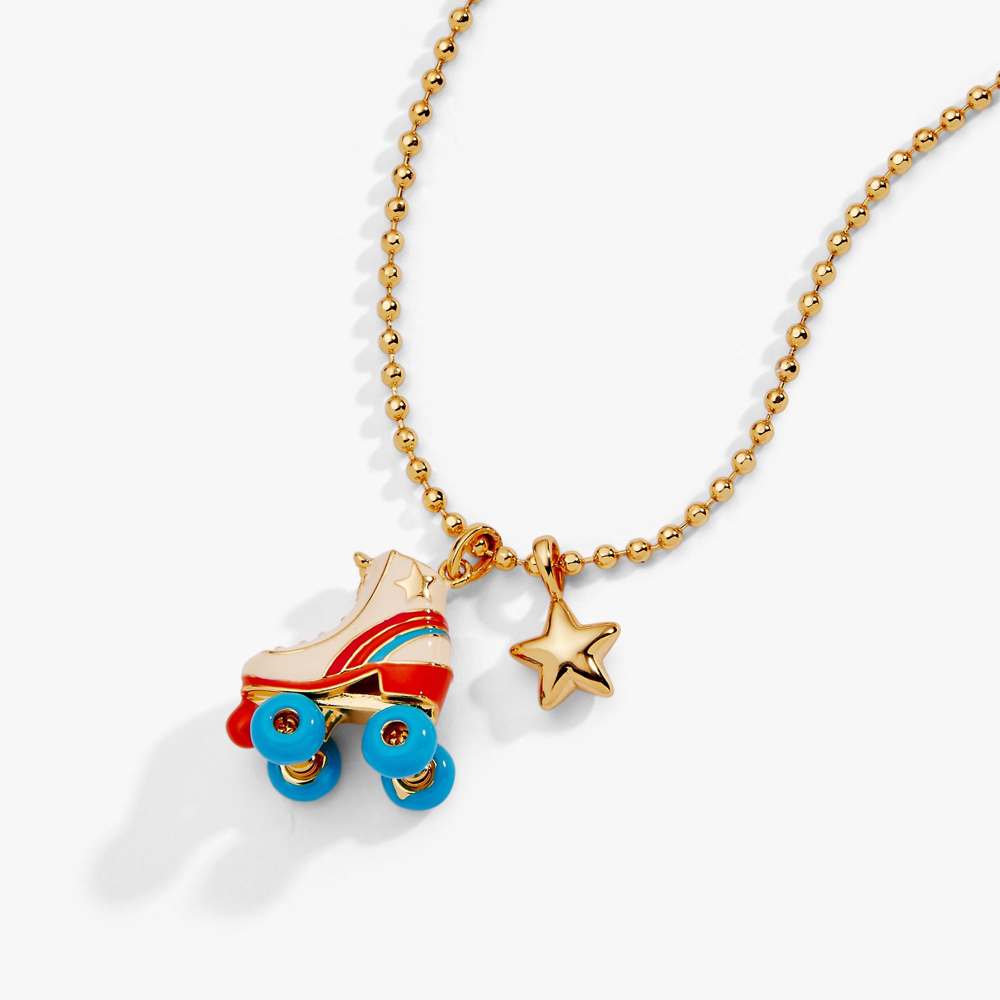 70s Roller Skate Necklace Gold