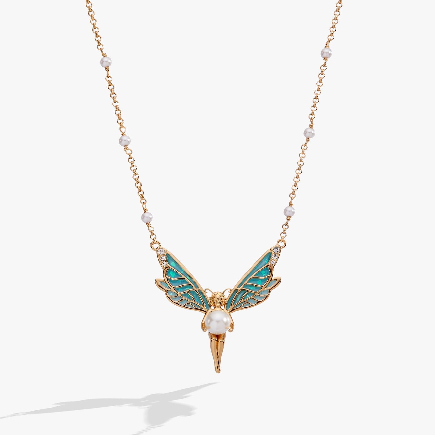 Fae Wings Fairy Pendant Necklace Gold