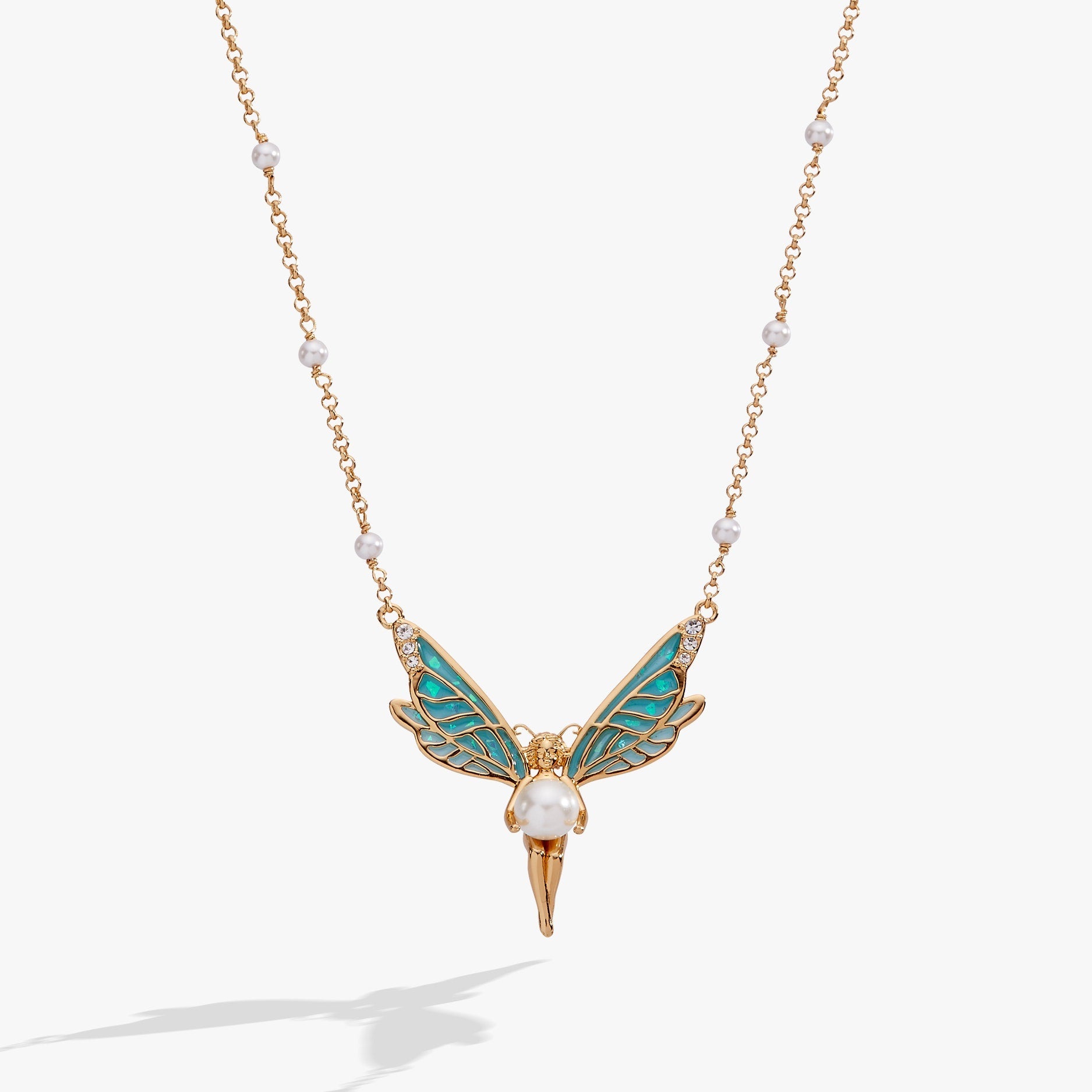 Fae Wings Fairy Pendant Necklace Gold