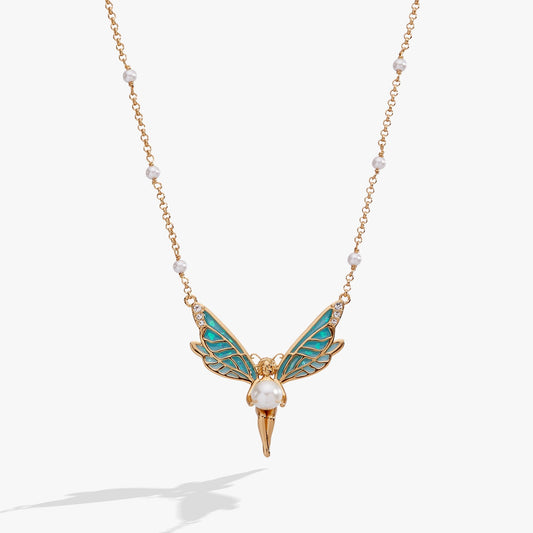 Fae Wings Fairy Pendant Necklace Gold