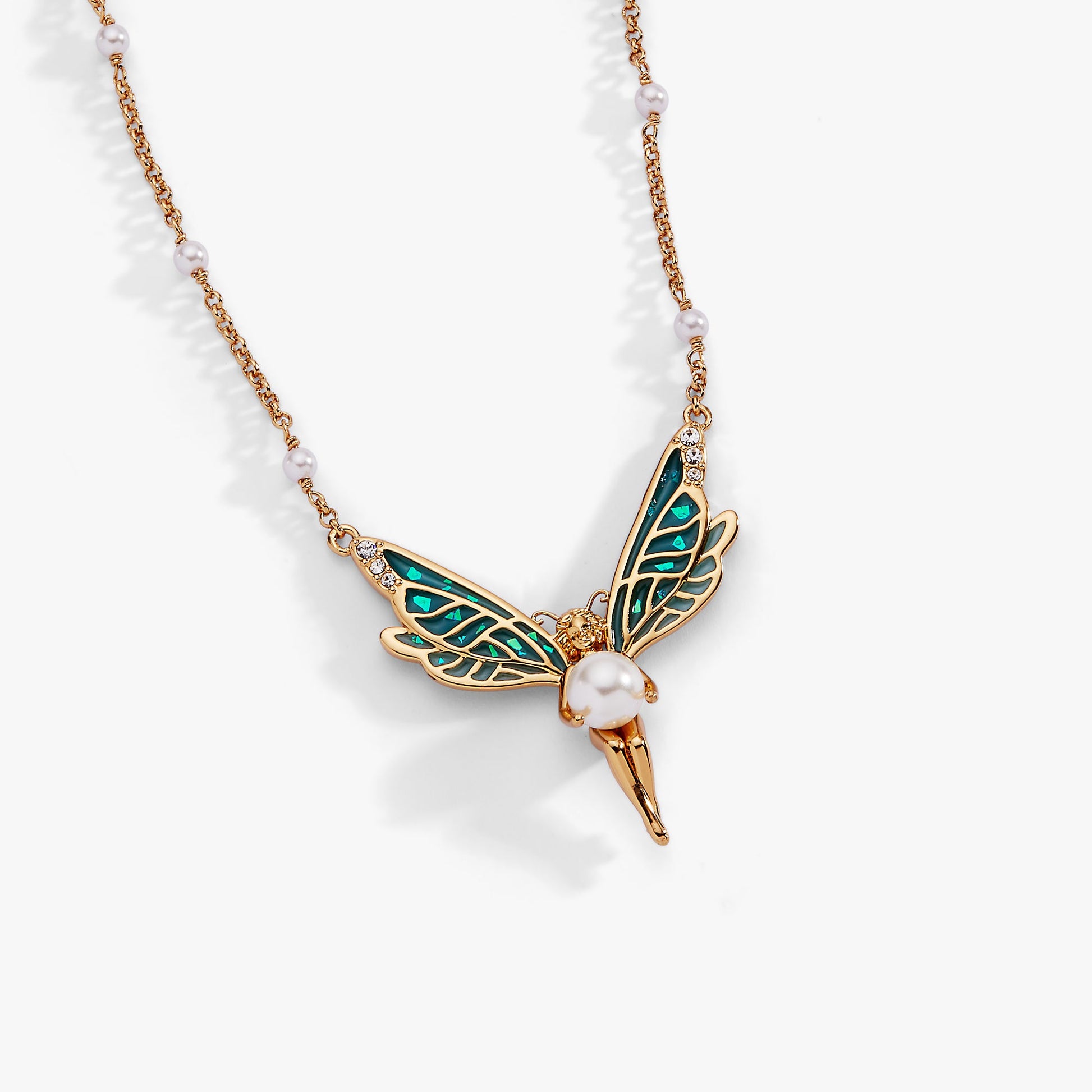 Fae Wings Fairy Pendant Necklace Gold