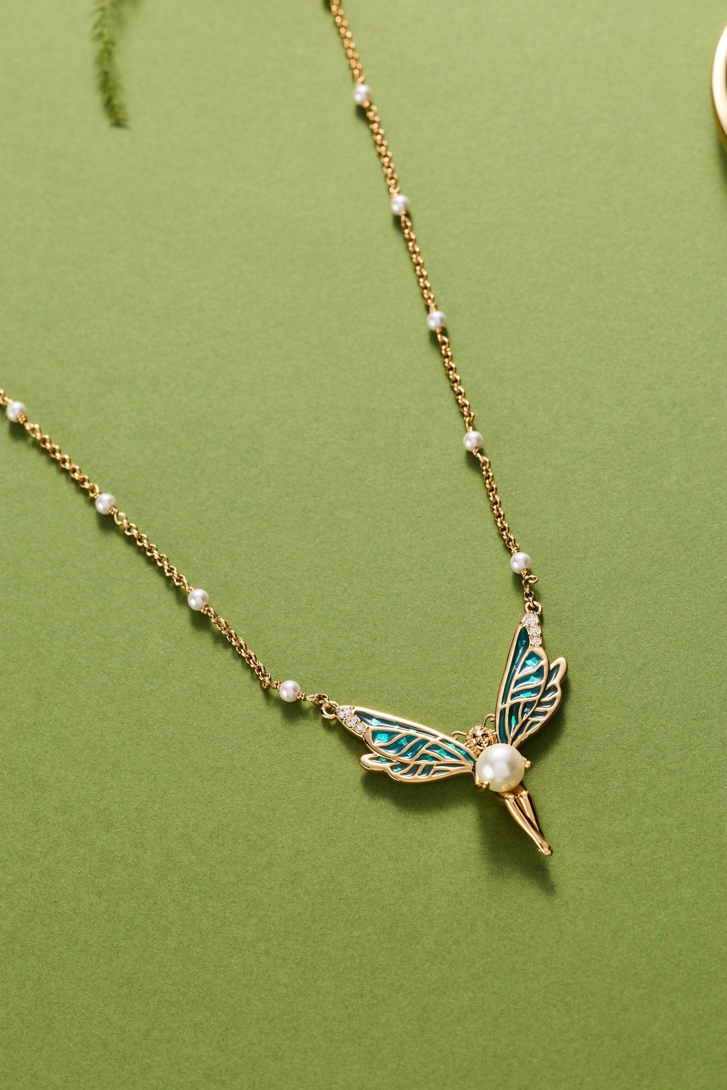 Fae Wings Fairy Pendant Necklace Gold