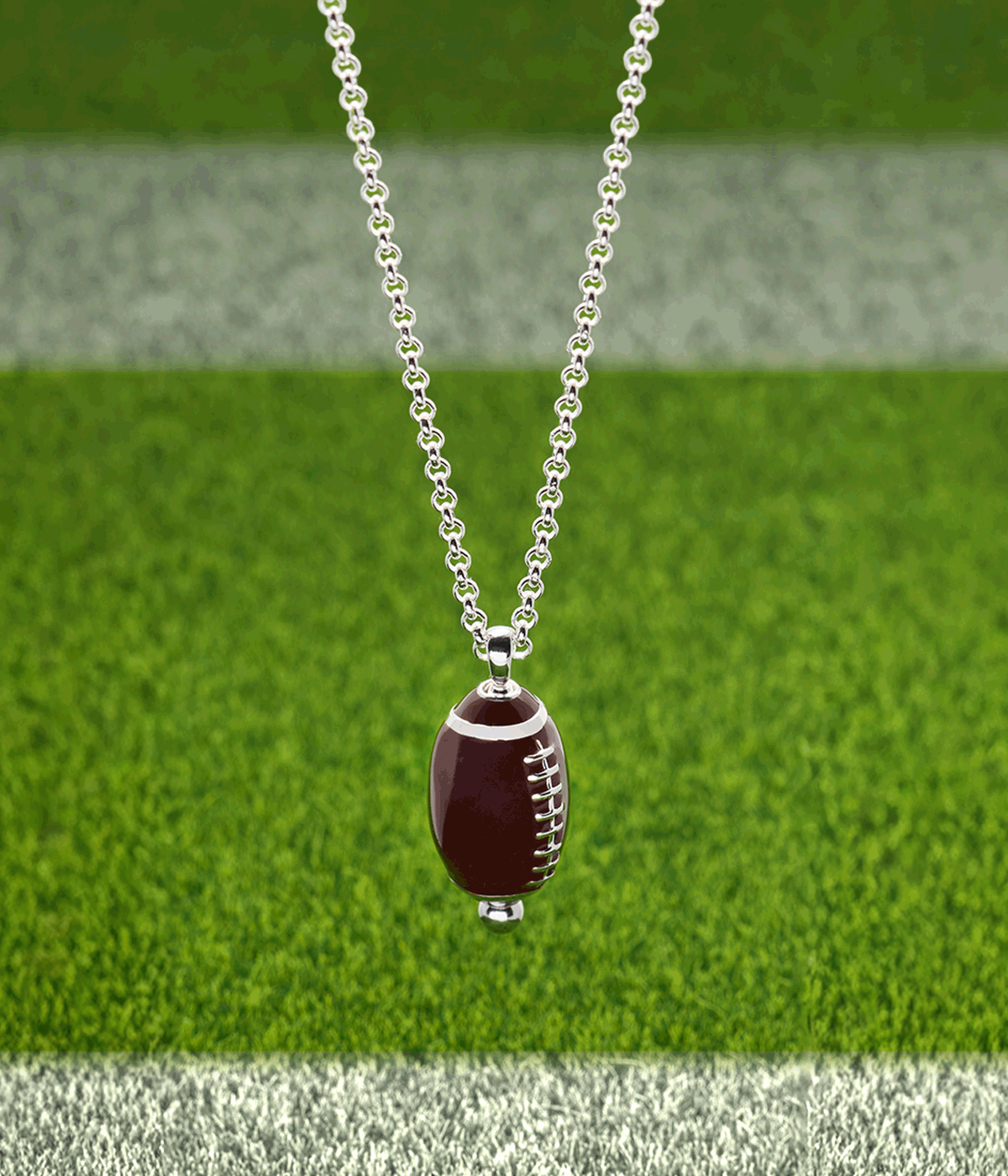 Football Spinner Pendant Silver