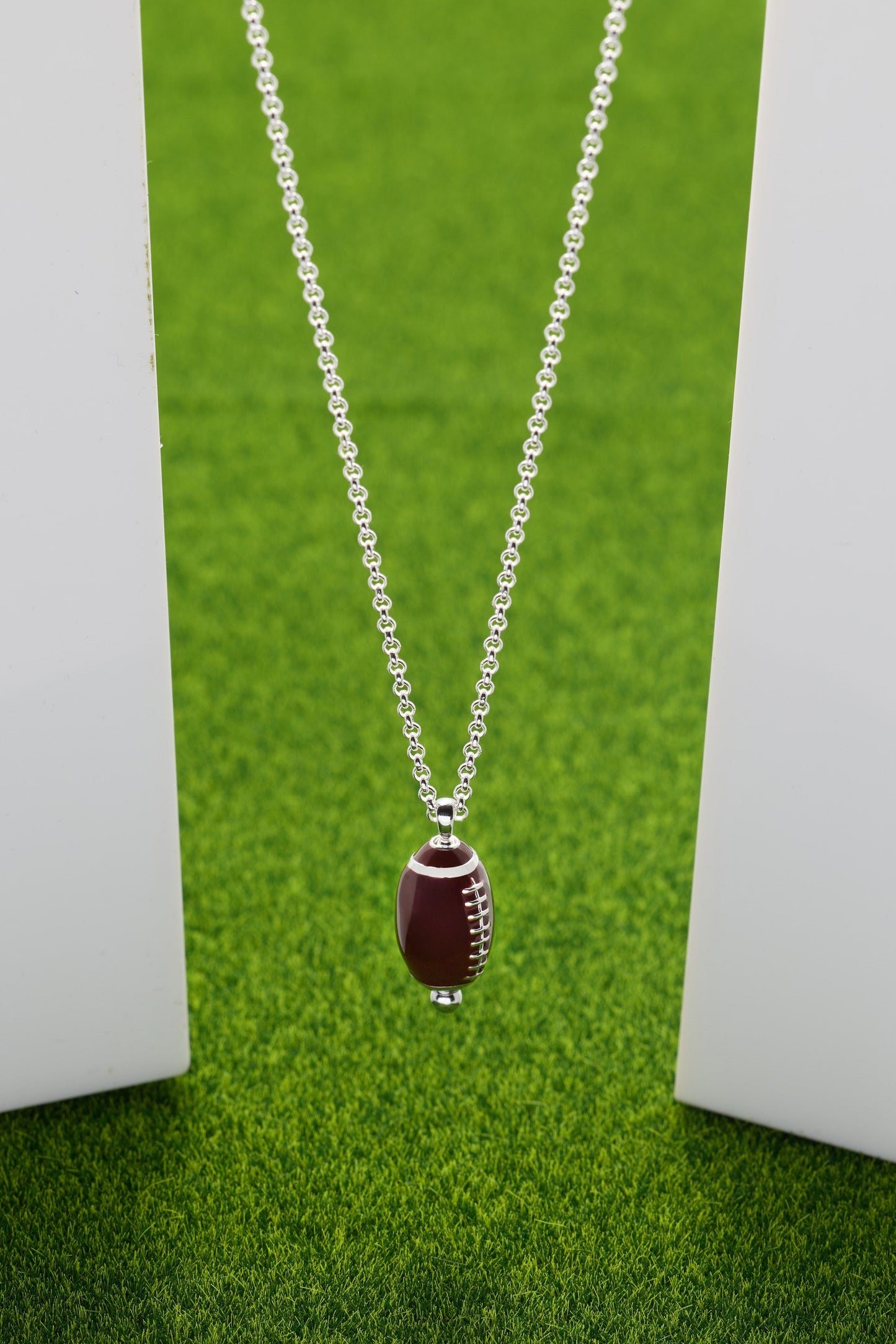 Football Spinner Pendant Silver