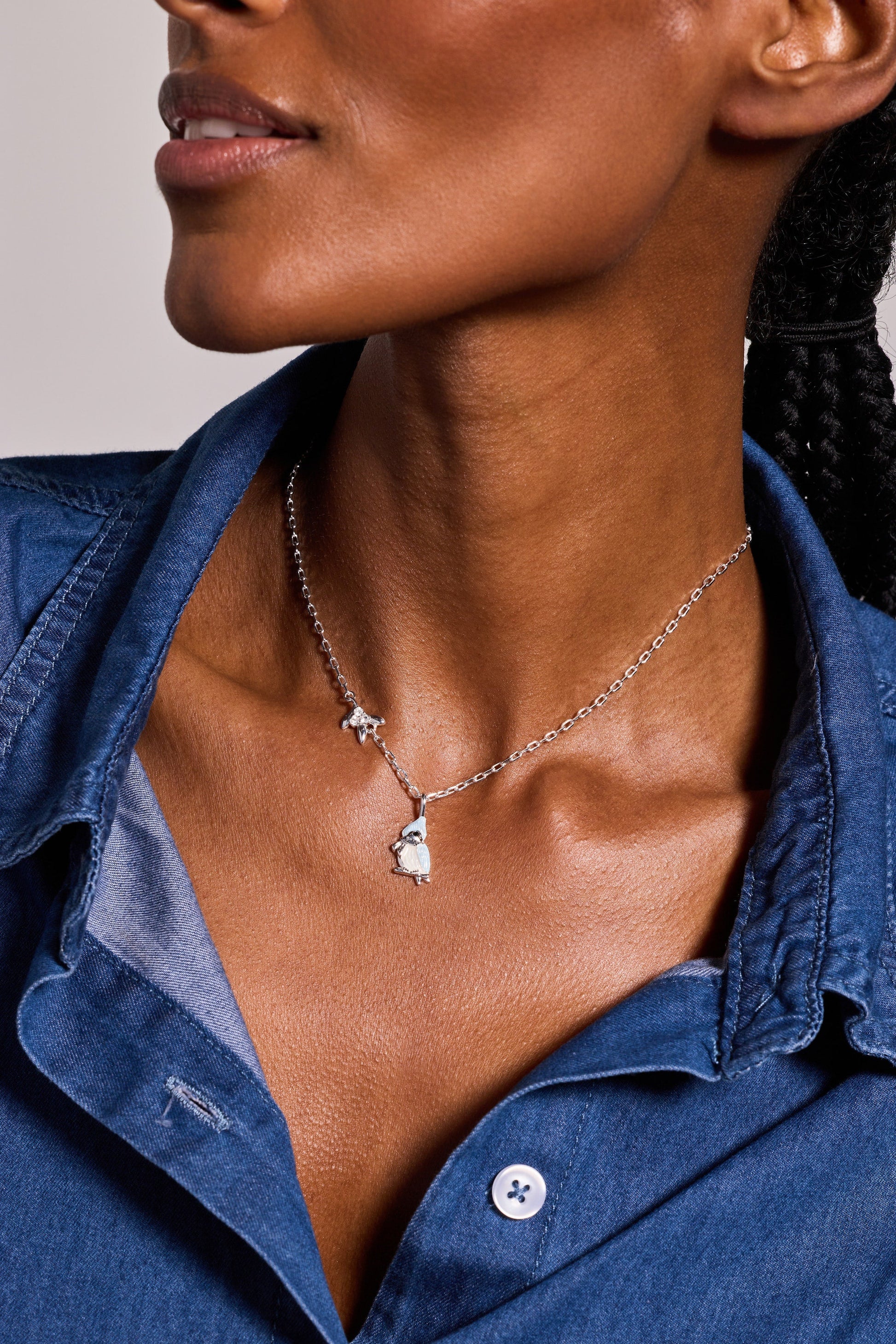 Tufted Titmouse Necklace Silver