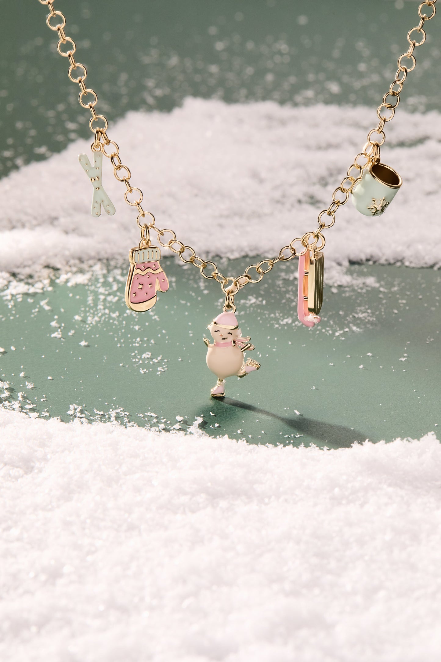 Winter Wonderland Multi Charm Necklace Gold