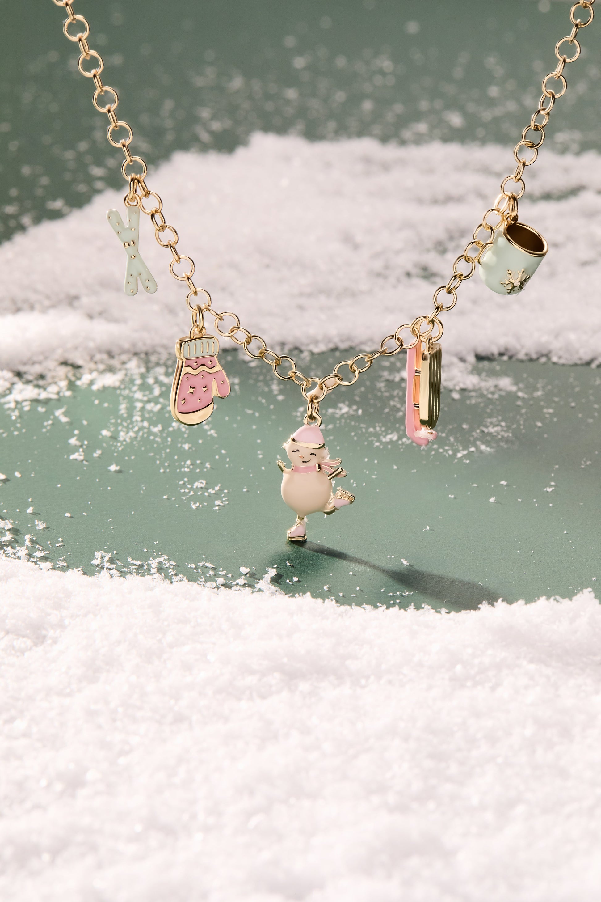 Winter Wonderland Multi Charm Necklace Gold
