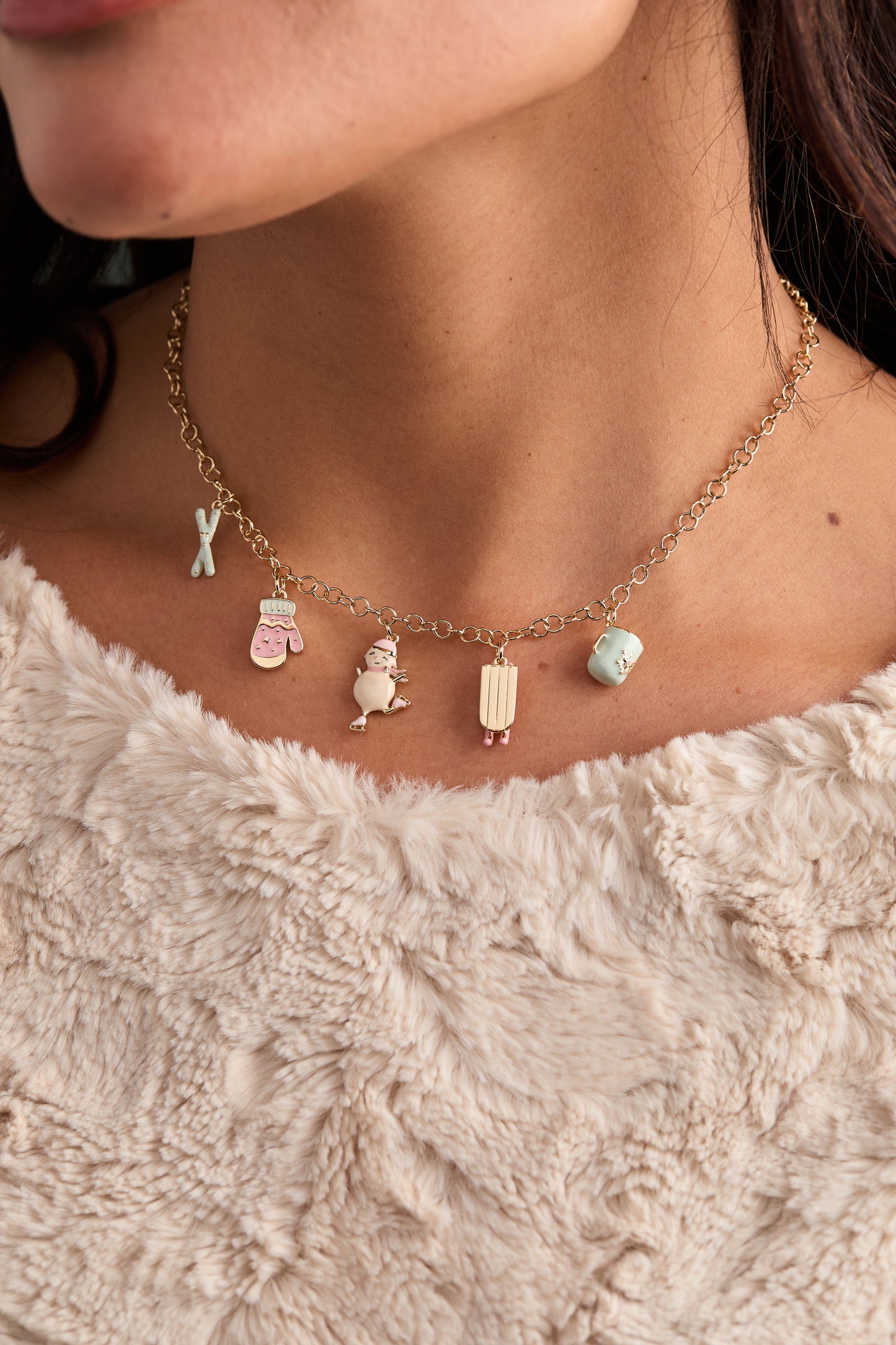 Winter Wonderland Multi Charm Necklace Gold