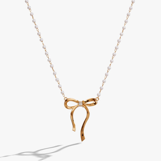 Pearl Coquette Necklace Gold
