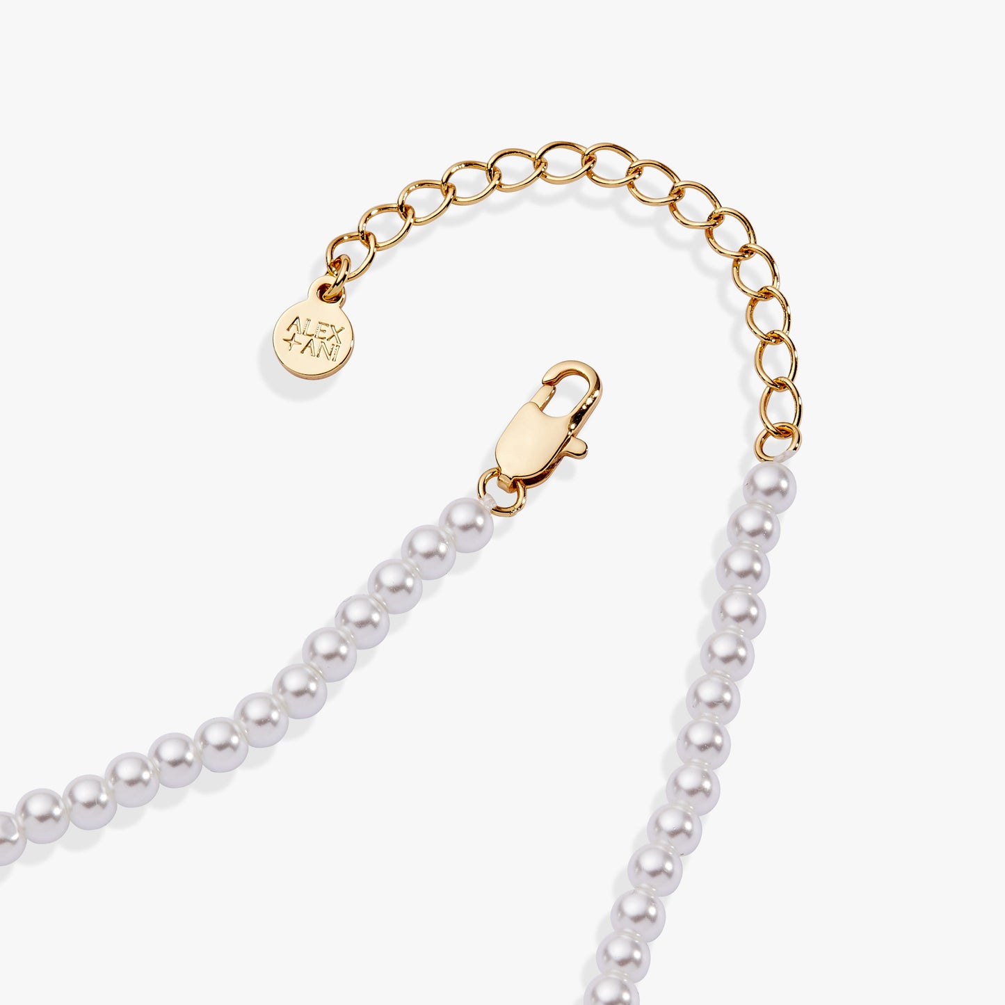 Crystal and Pearl Beaded Necklace Gold
