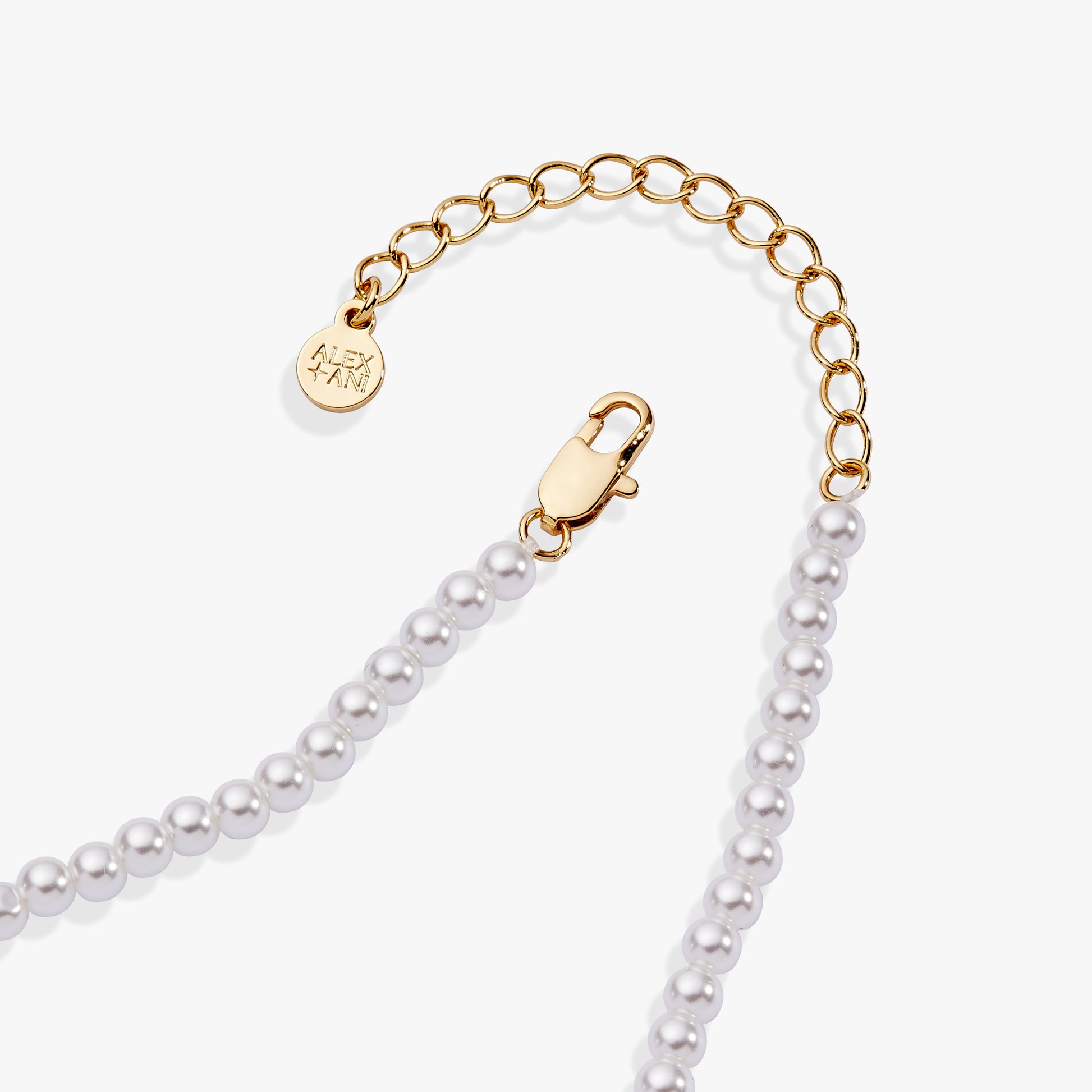 Crystal and Pearl Beaded Necklace Gold