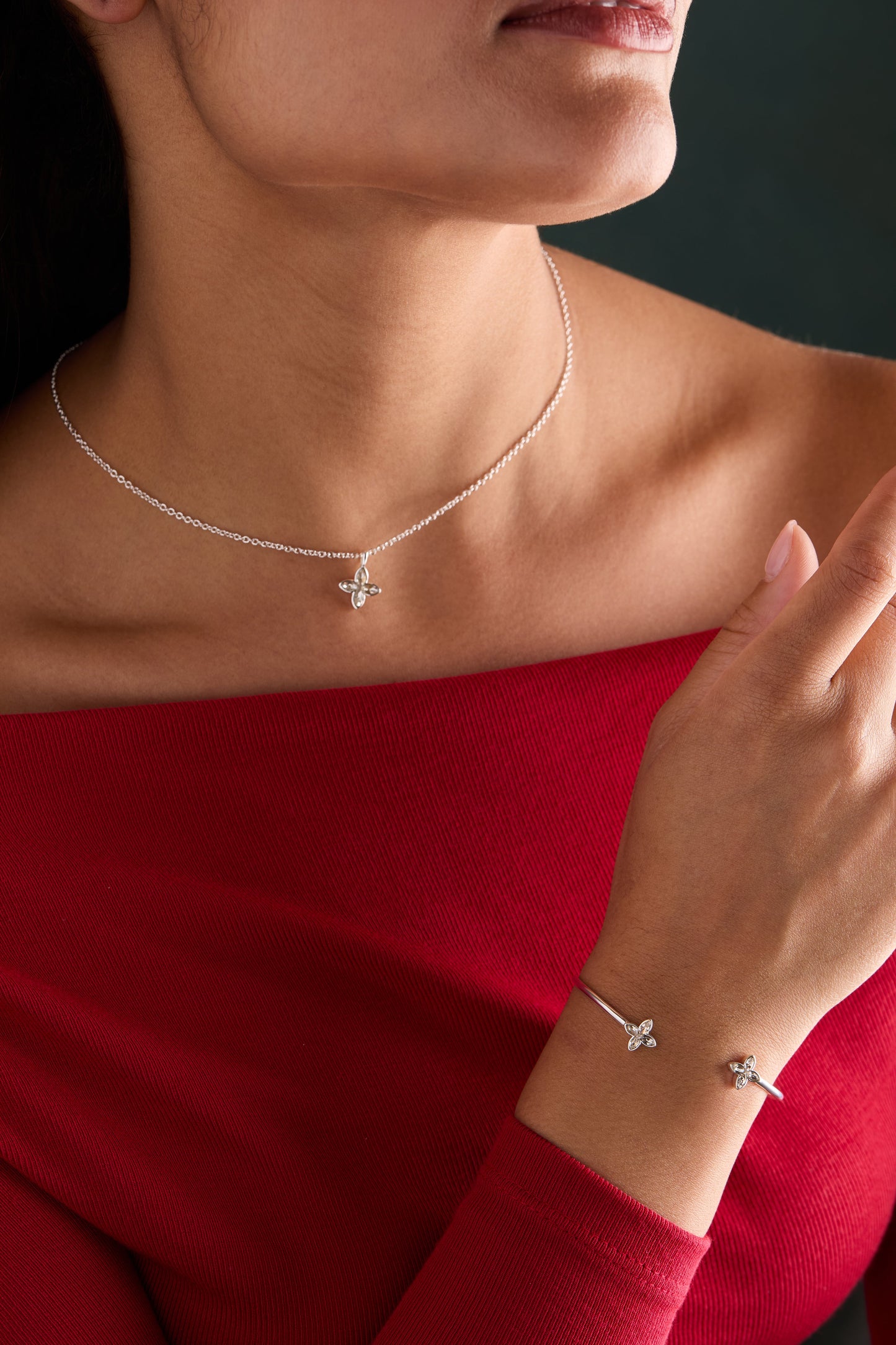 Crystal Logo Star Necklace Silver