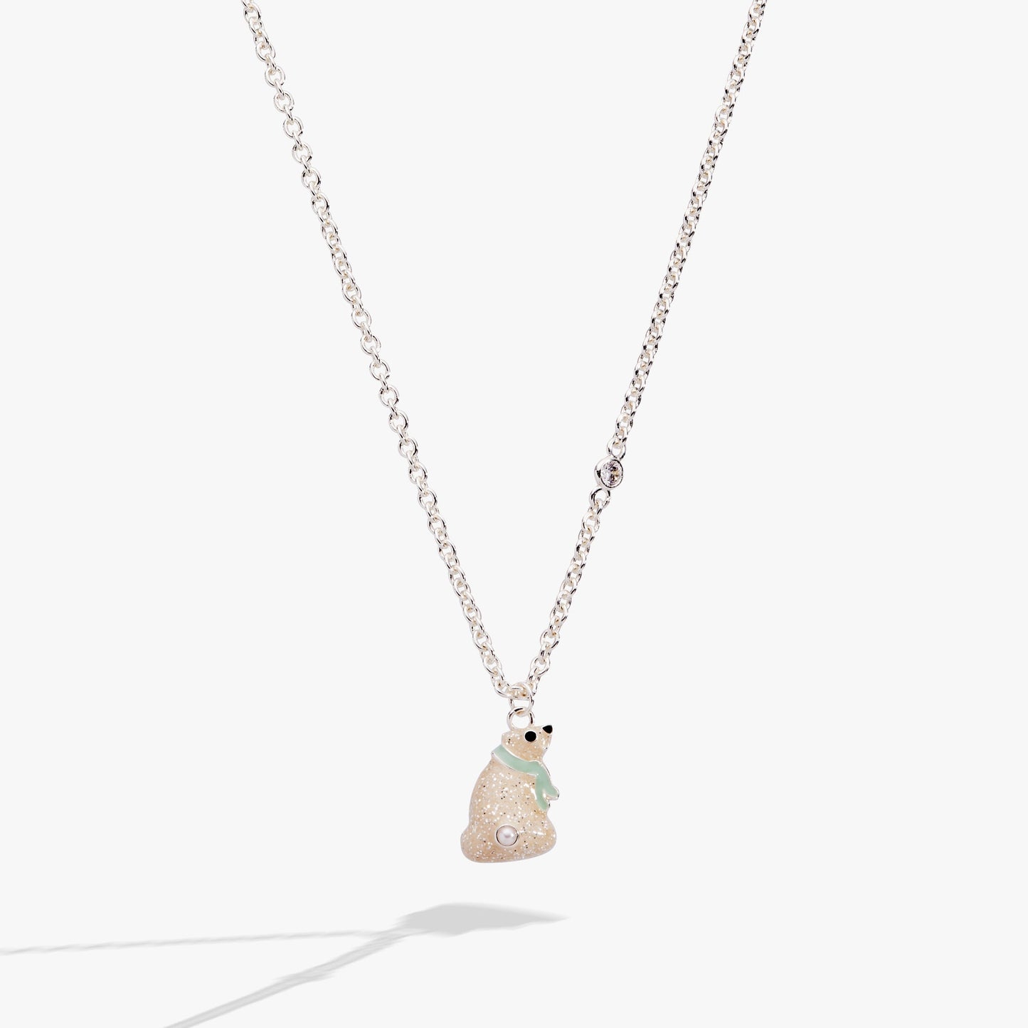 Polar Bear Pendant Necklace Silver