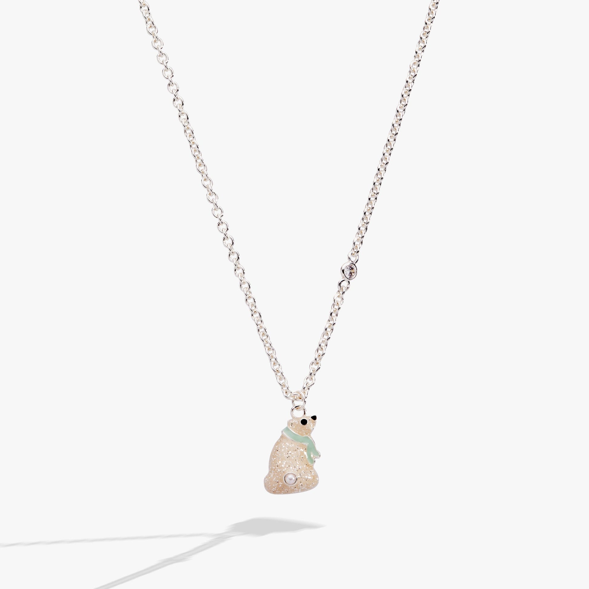 Polar Bear Pendant Necklace Silver