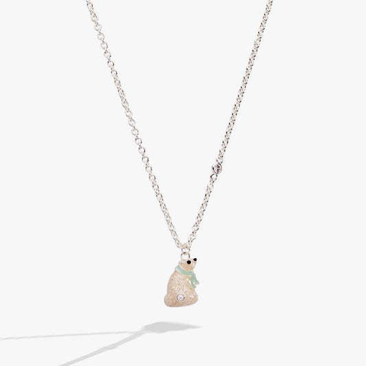 Polar Bear Pendant Necklace Silver