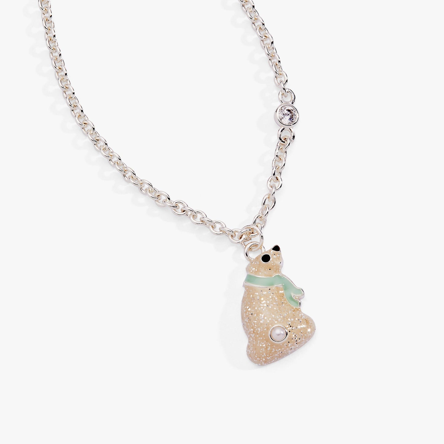 Polar Bear Pendant Necklace Silver