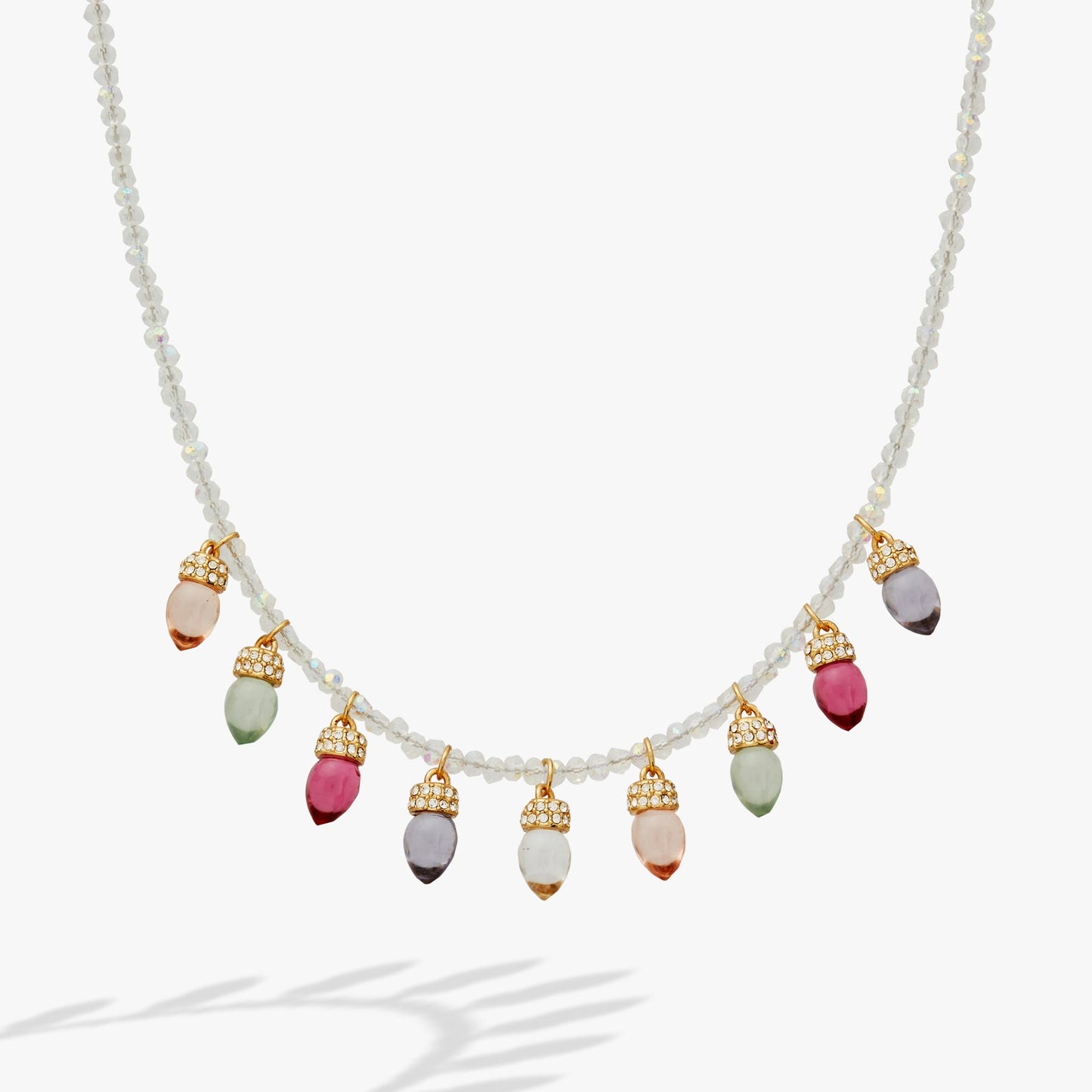 Light Bulb Beaded Necklace Gold