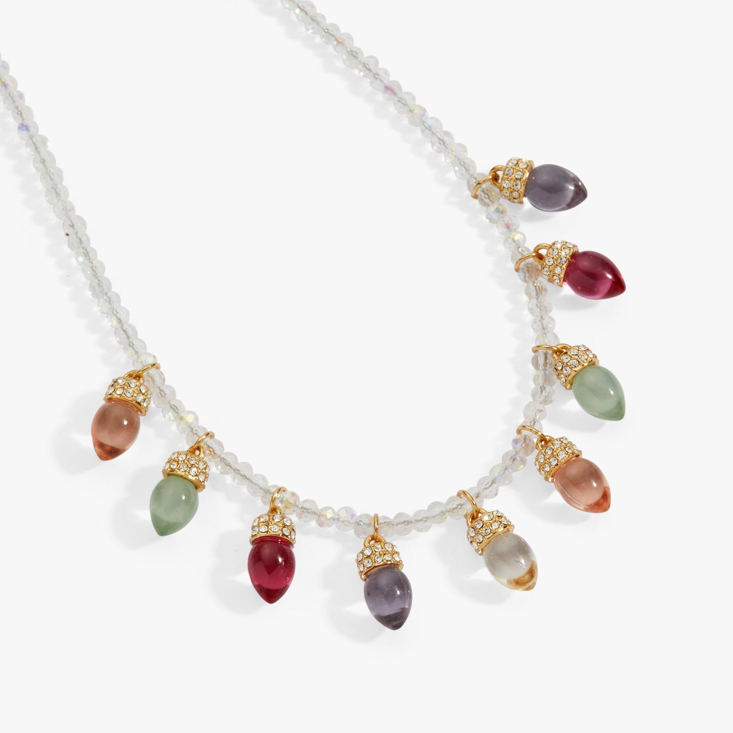 Light Bulb Beaded Necklace Gold