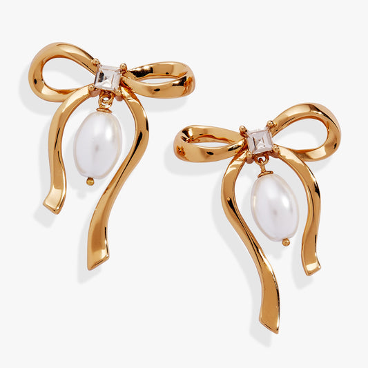 Pearl Coquette Statement Drop Earring Gold