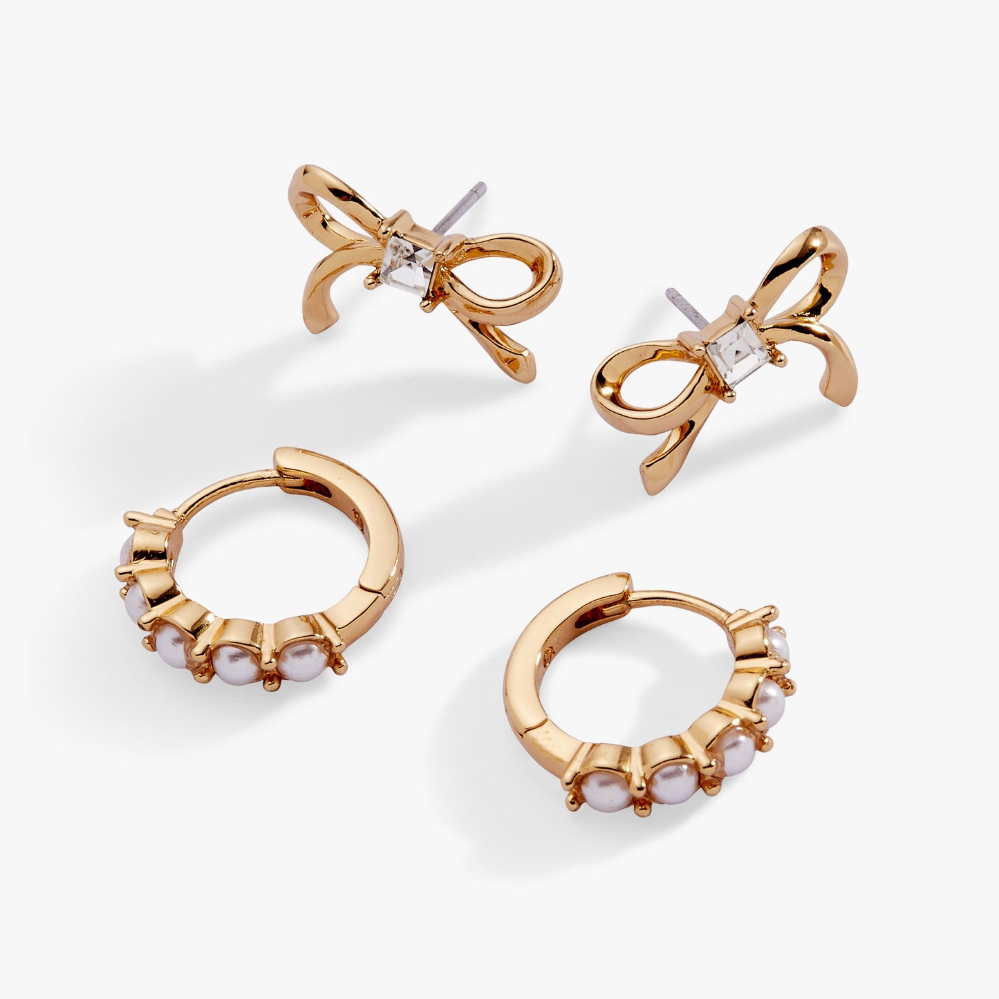 Pearl Coquette Earring Set of 2 Gold