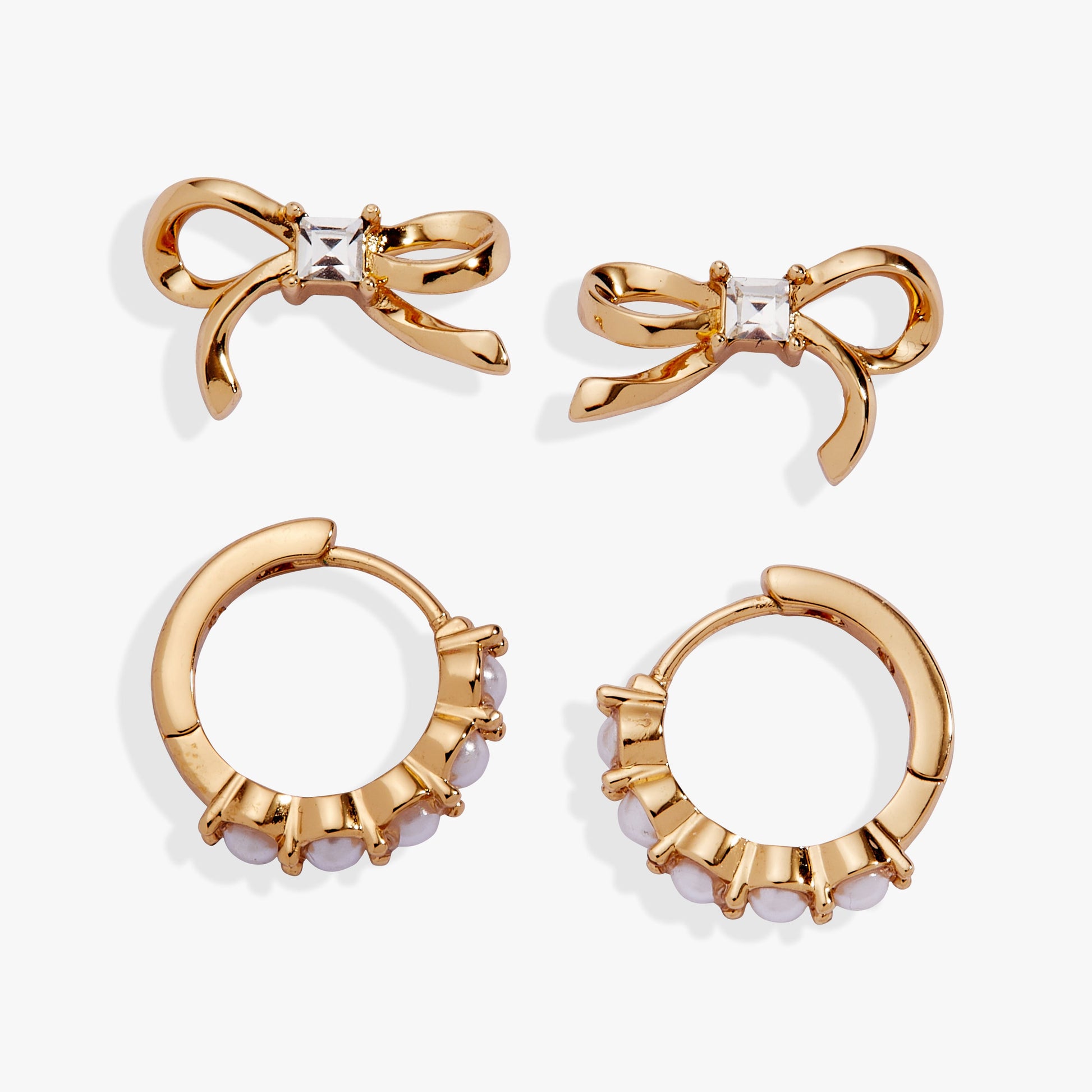 Pearl Coquette Earring Set of 2 Gold