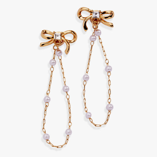 Pearl Coquette Front to Back Earring Gold