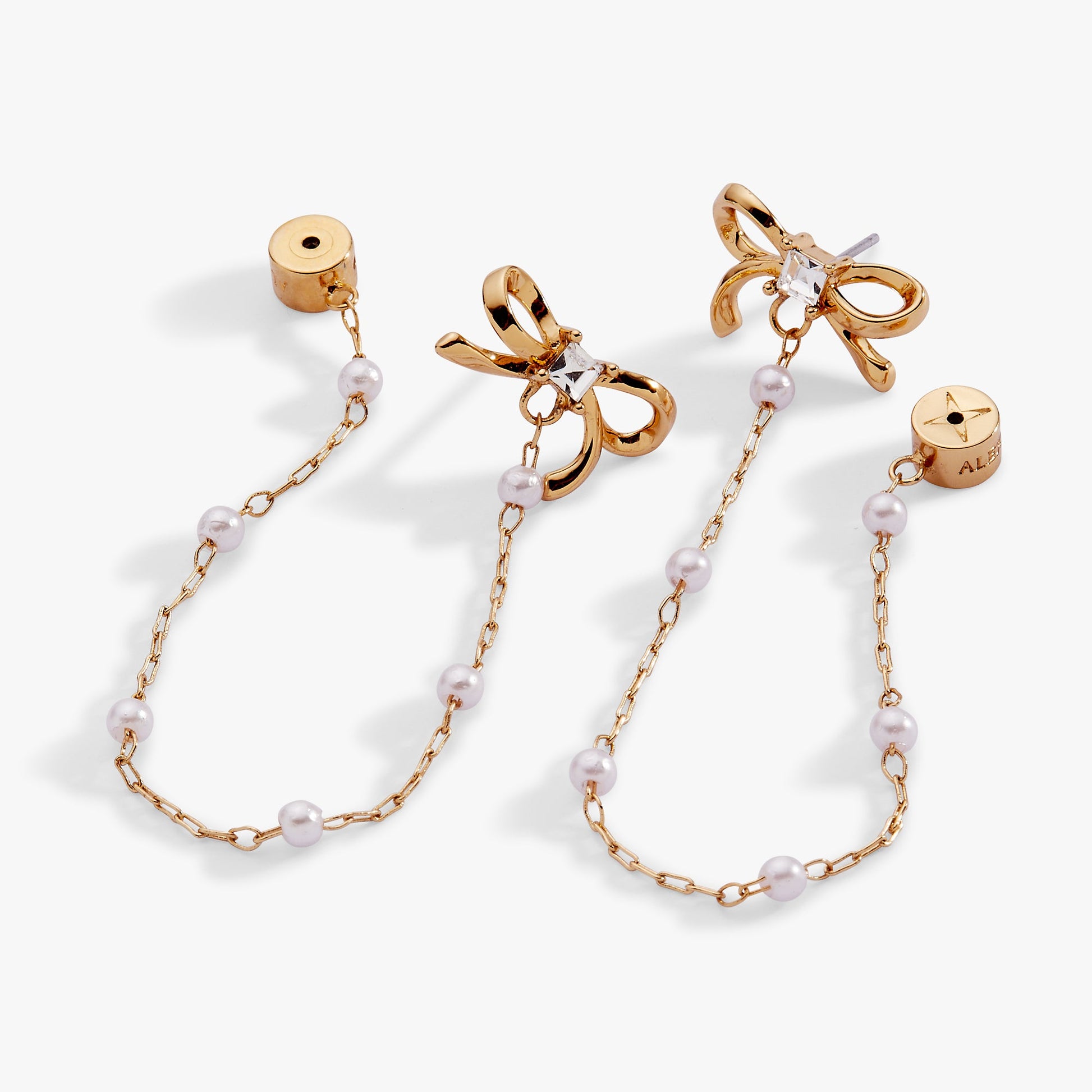 Pearl Coquette Front to Back Earring Gold