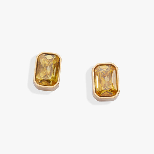 November Emerald-Cut Birthstone Stud| Alex and Ani Stainless Steel Gold