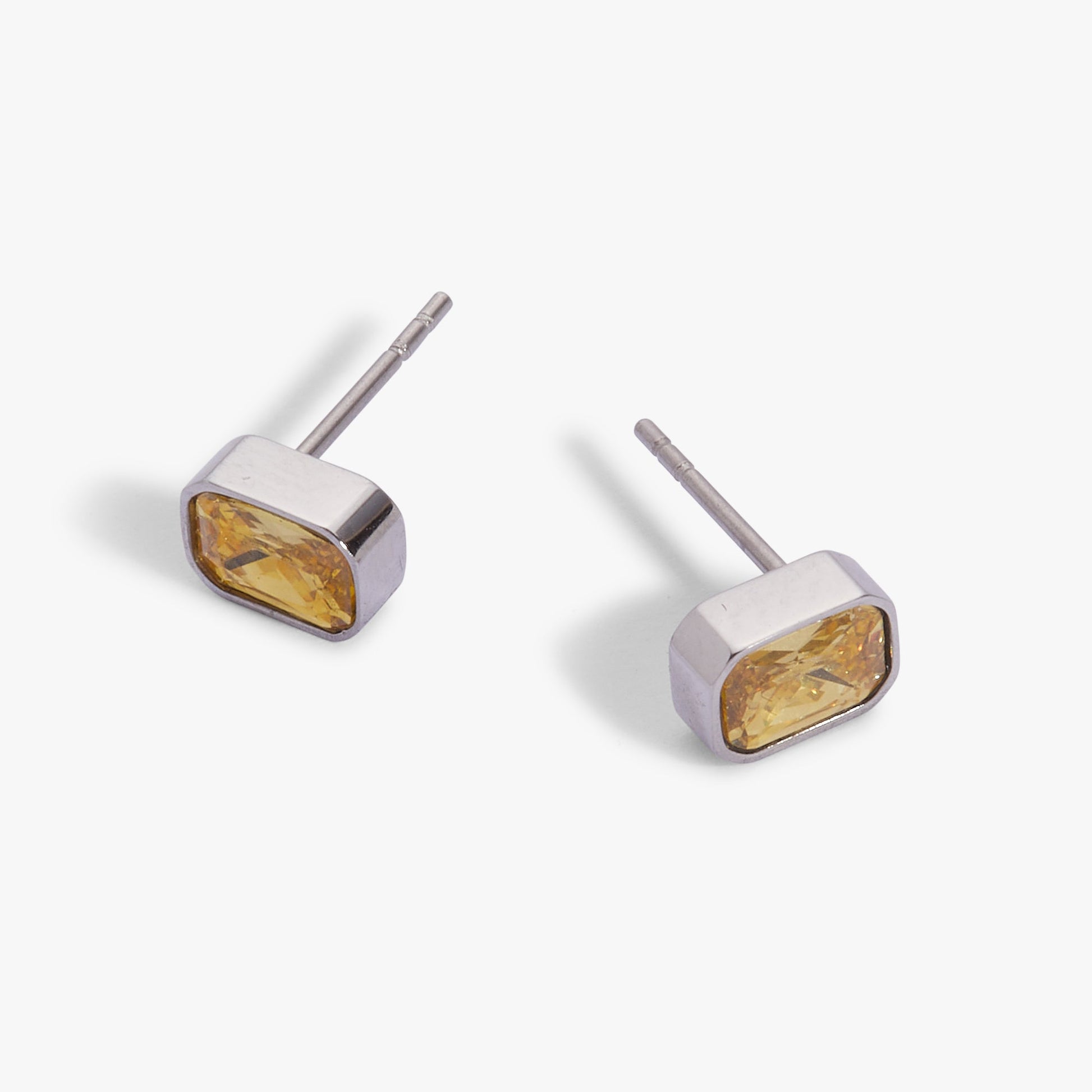 November Emerald-Cut Birthstone Stud| Alex and Ani Stainless Steel Gold