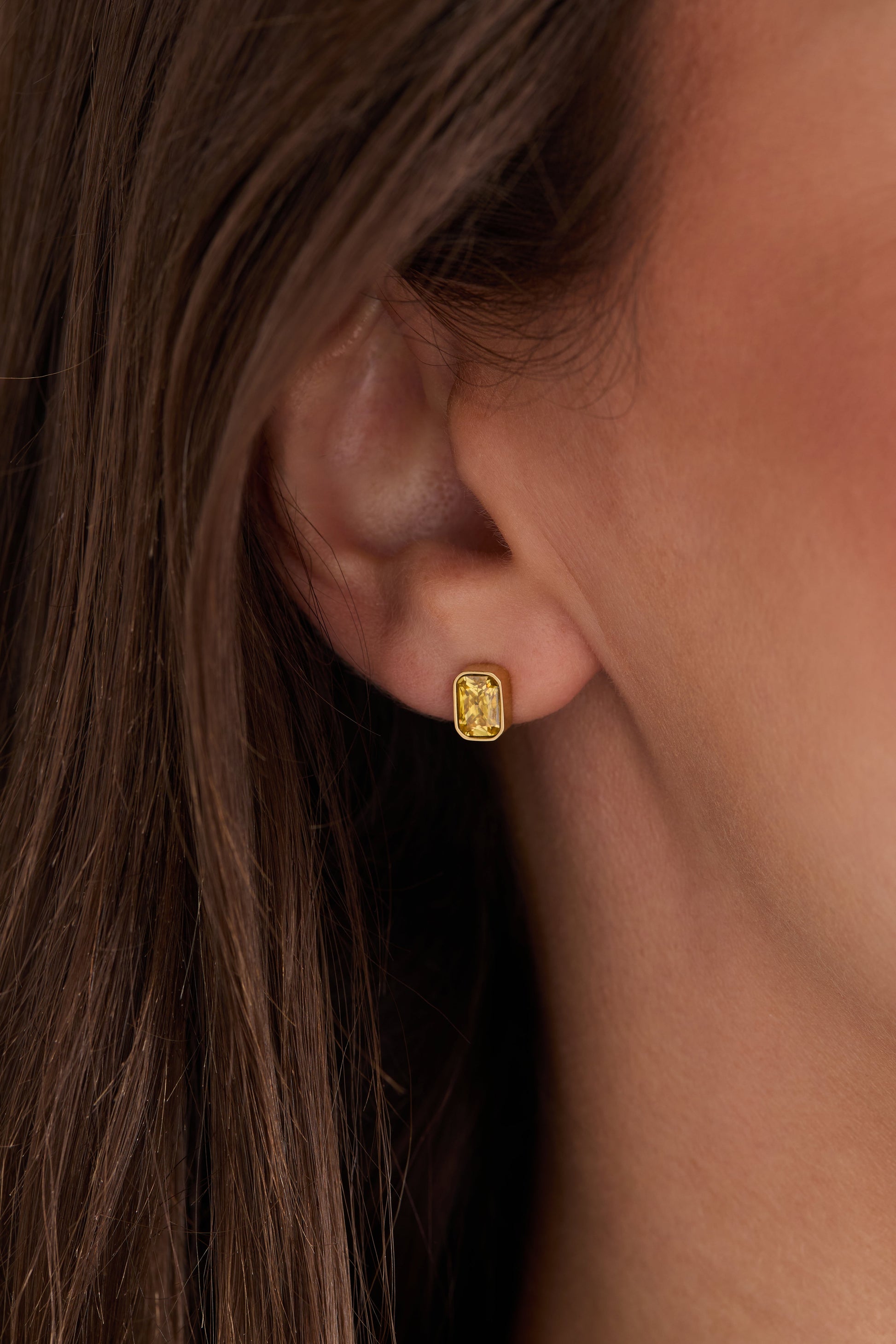November Emerald-Cut Birthstone Stud| Alex and Ani Stainless Steel Gold