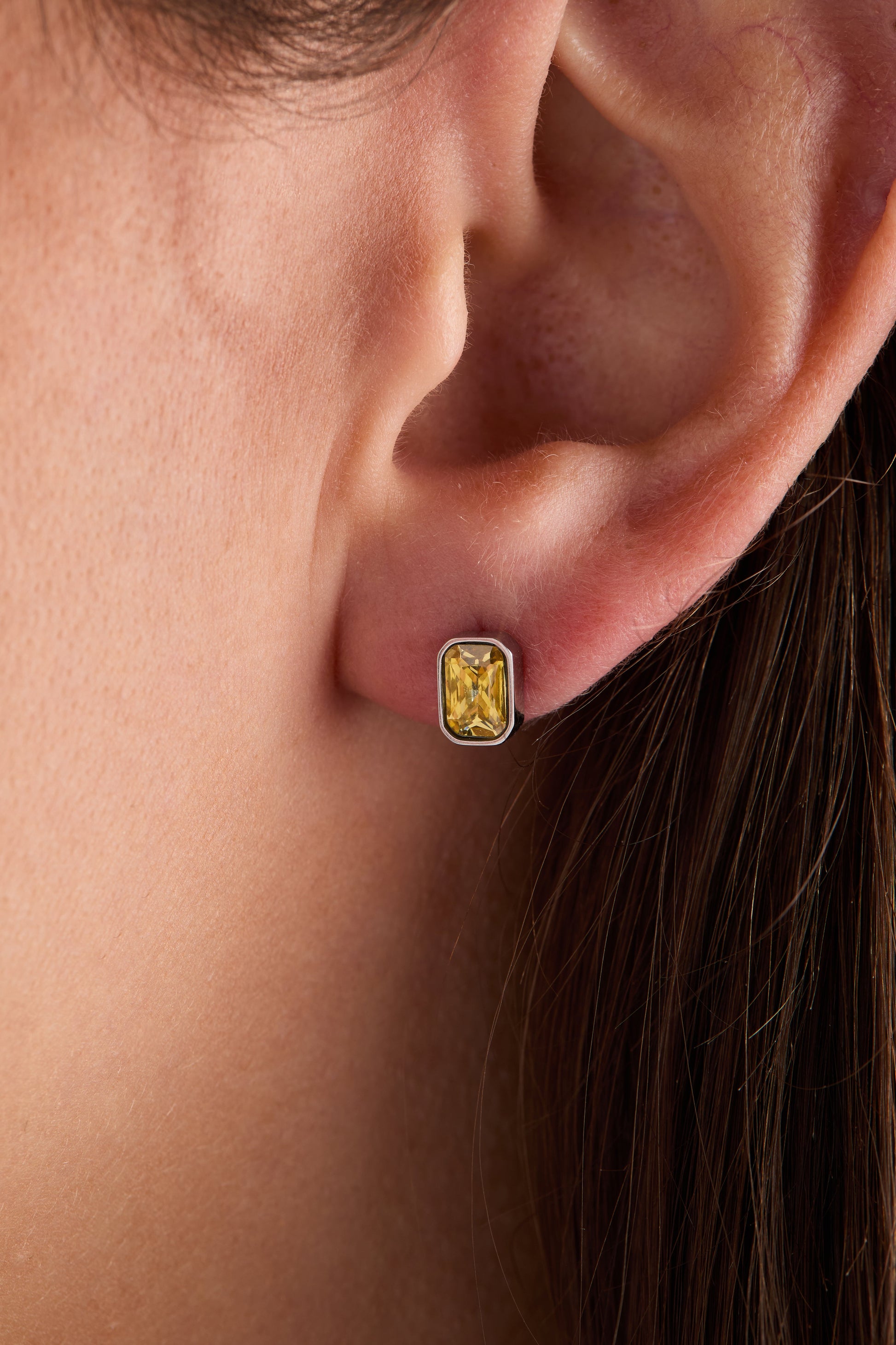 November Emerald-Cut Birthstone Stud| Alex and Ani Stainless Steel Gold
