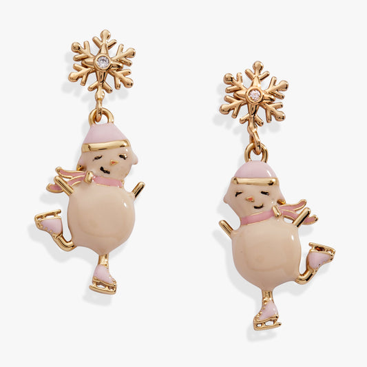 Winter Wonderland Snowman Drop Earring Gold