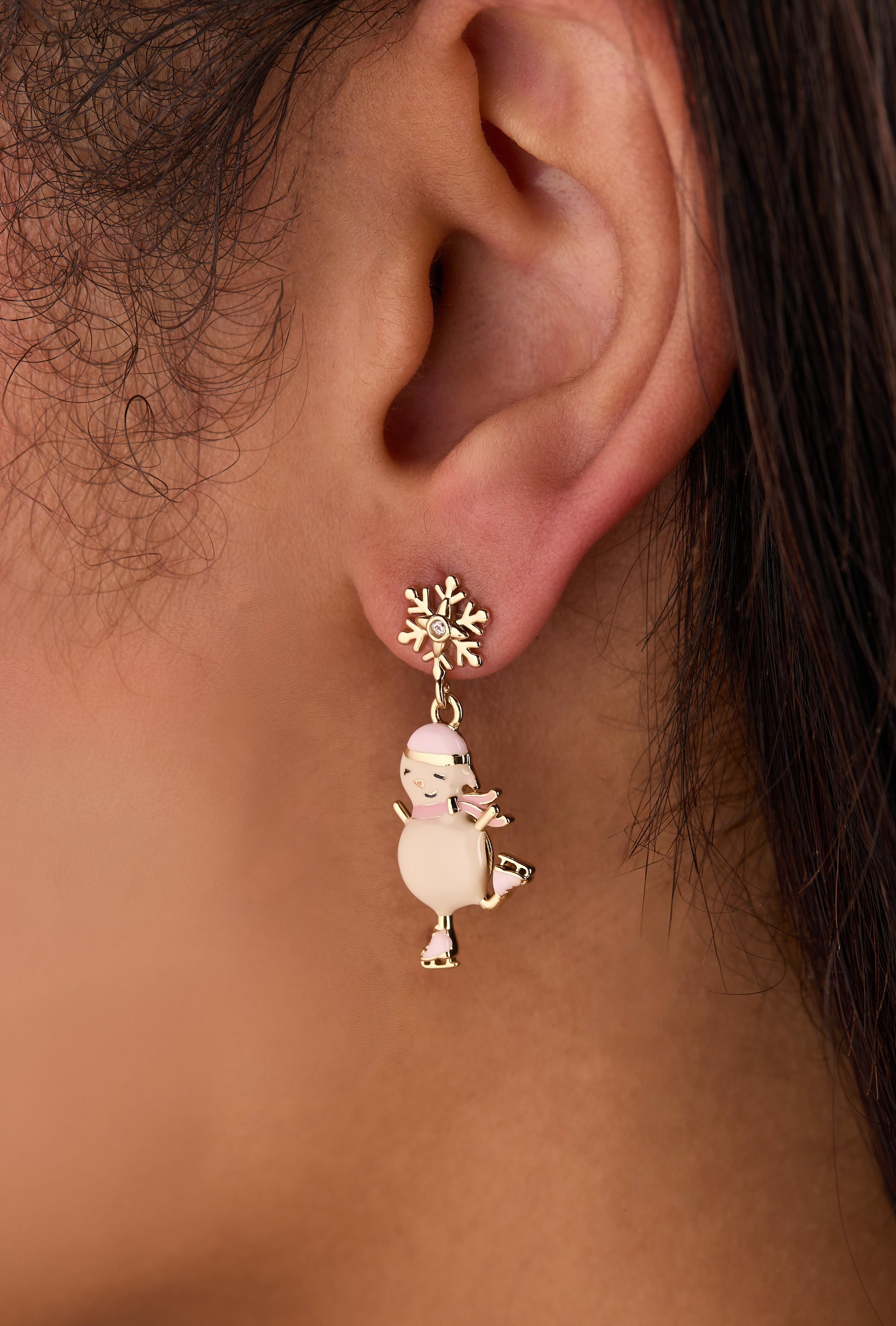 Winter Wonderland Snowman Drop Earring Gold