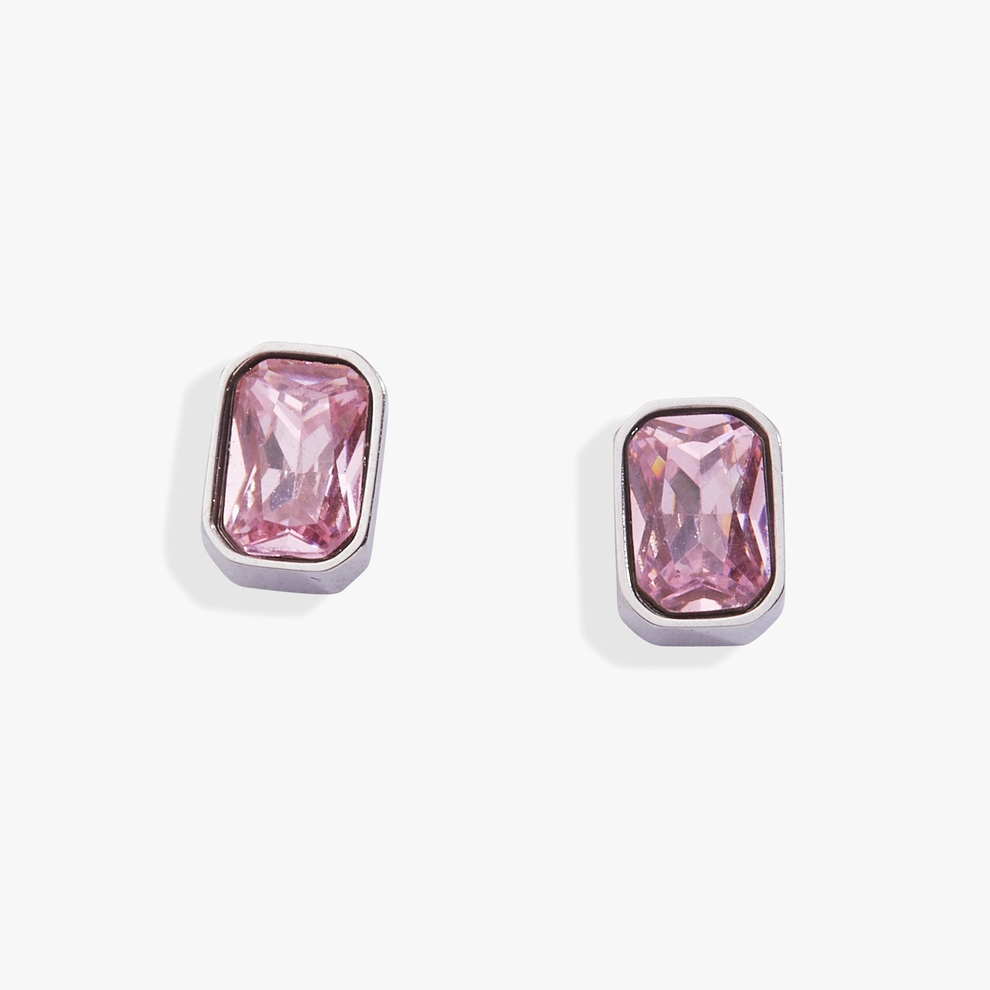 October Emerald-Cut Birthstone Stud Stainless Steel Gold