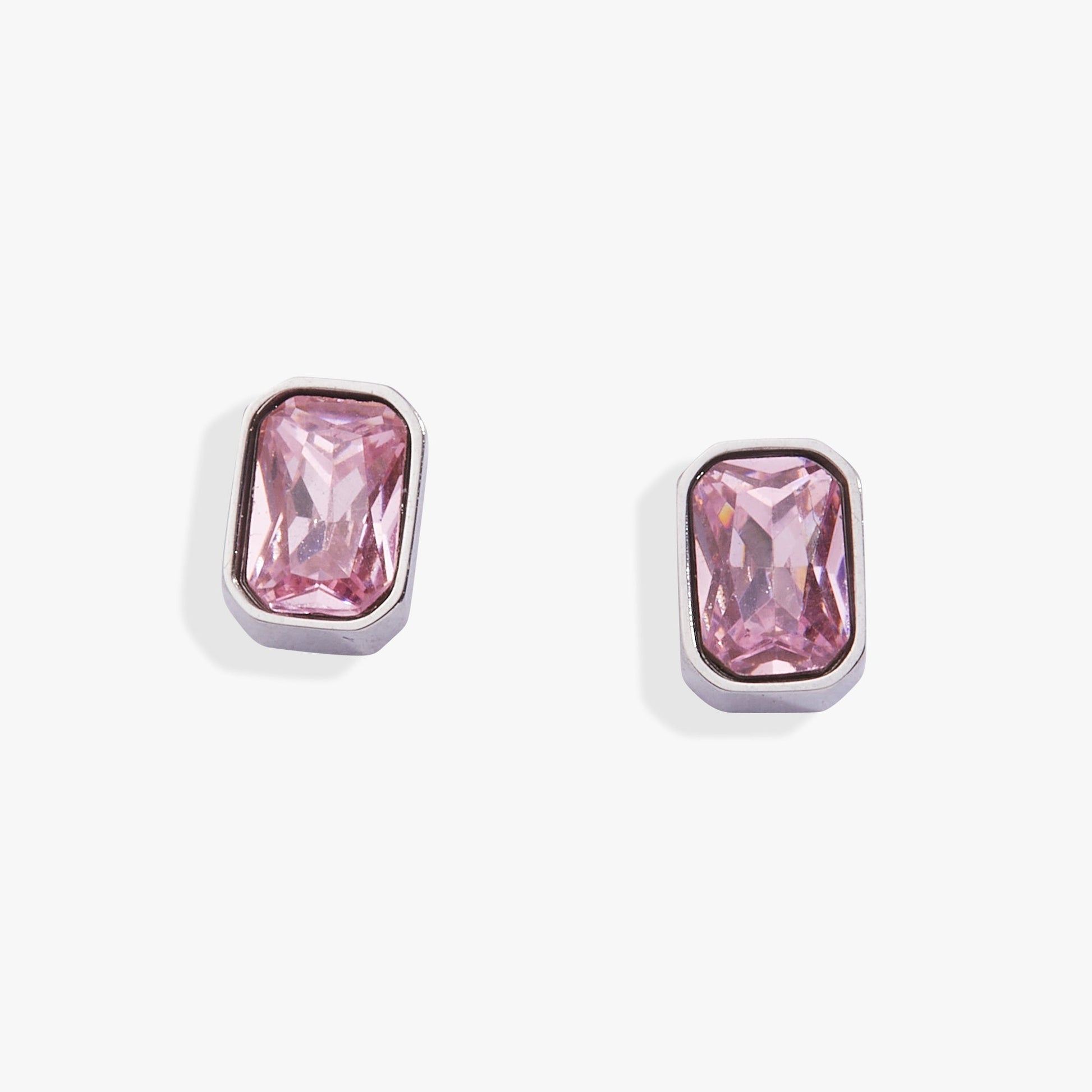October Emerald-Cut Birthstone Stud Stainless Steel Gold