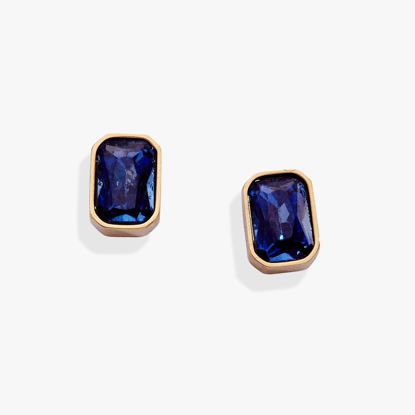 September Emerald-Cut Birthstone Stud Stainless Steel Gold