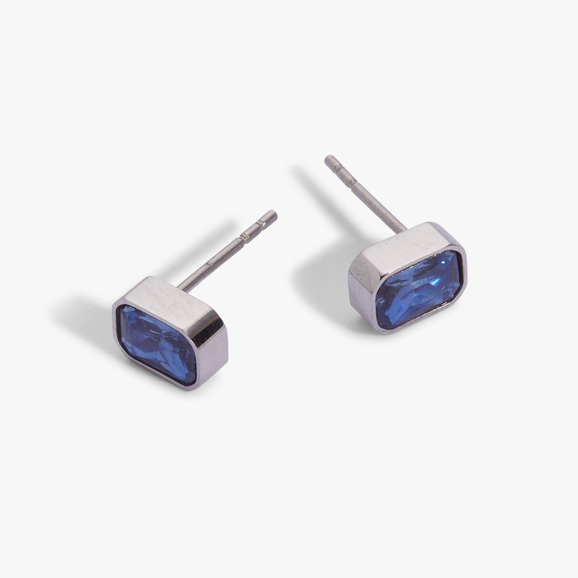 September Emerald-Cut Birthstone Stud Stainless Steel Gold