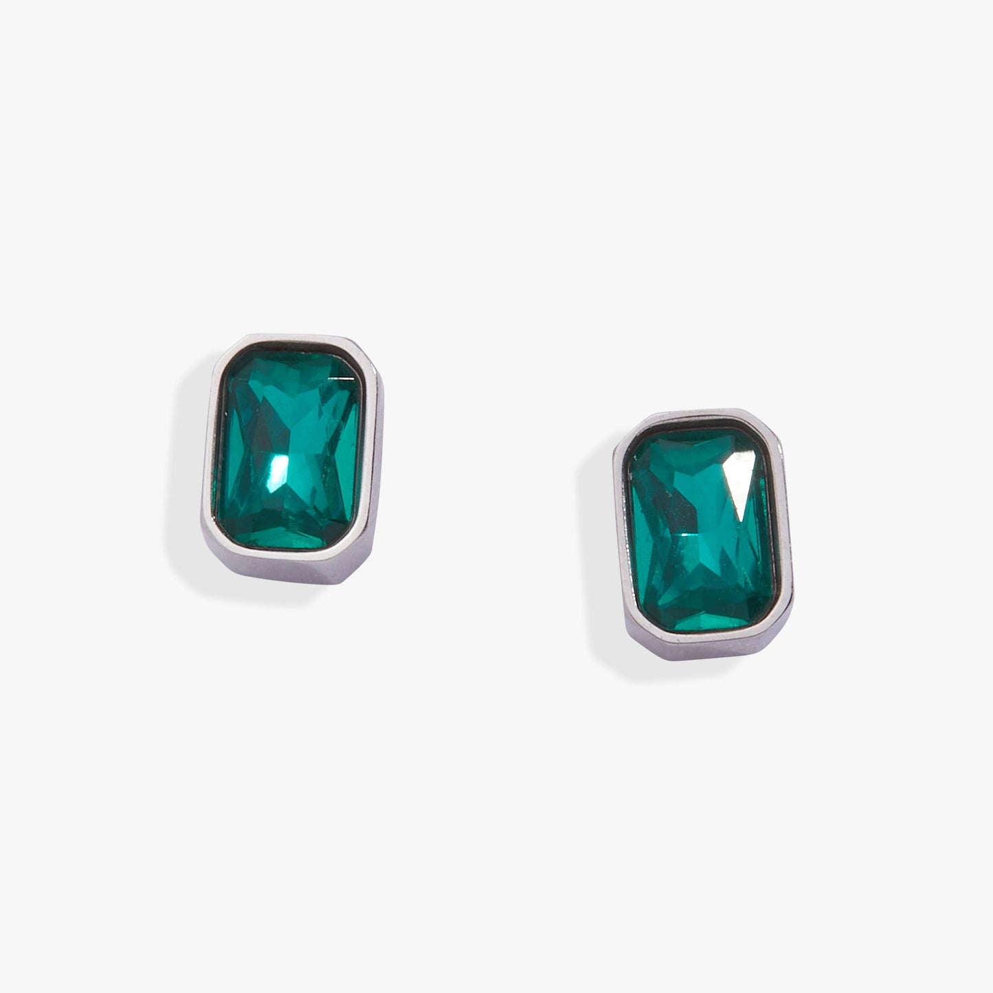December Emerald-Cut Birthstone Stud Stainless Steel Gold