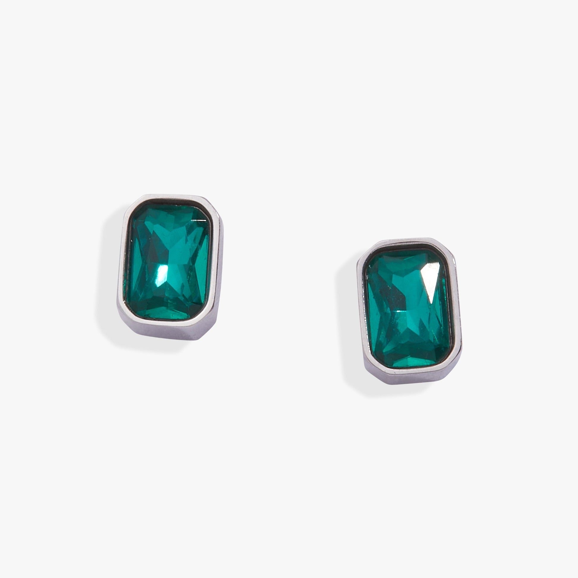 December Emerald-Cut Birthstone Stud Stainless Steel Gold