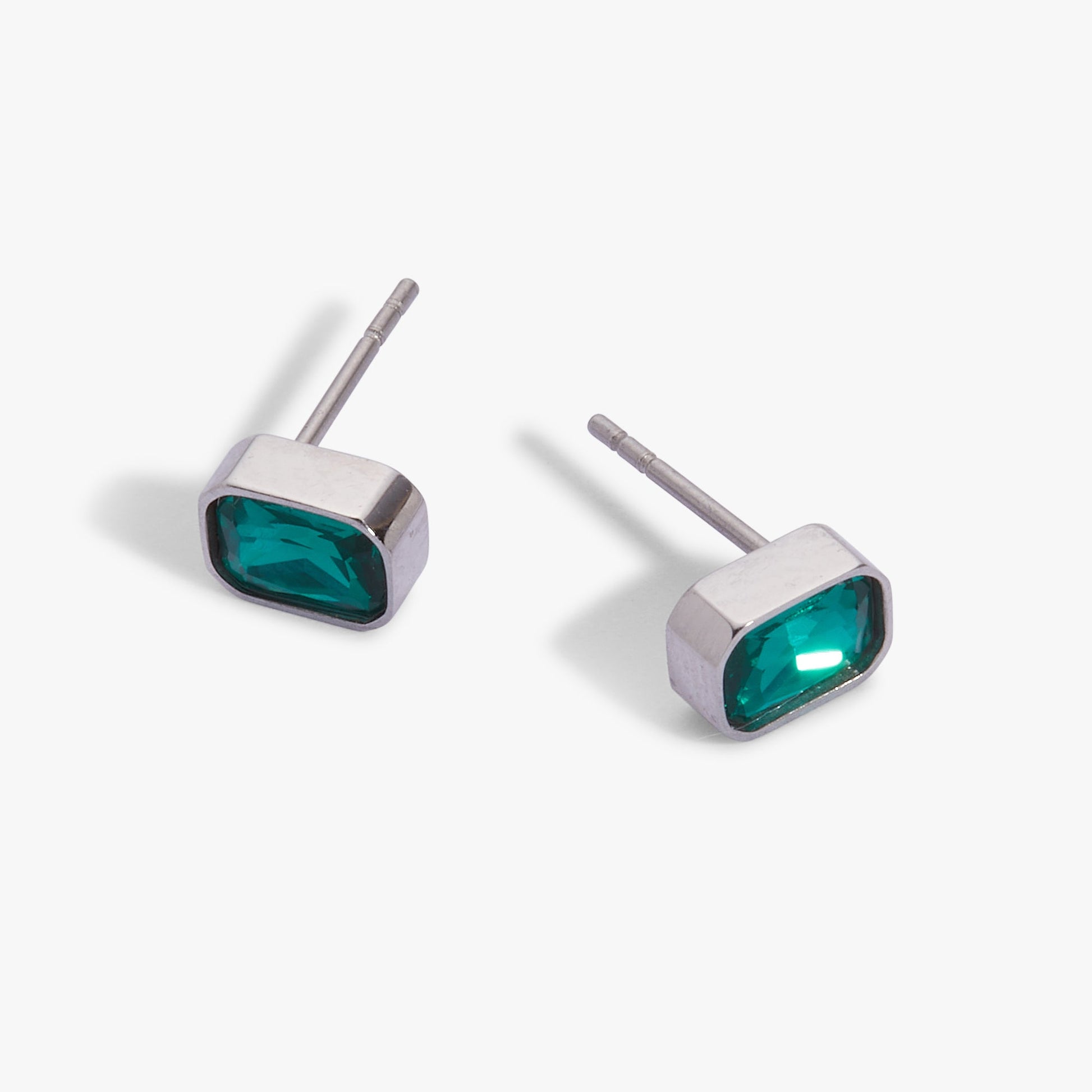 December Emerald-Cut Birthstone Stud Stainless Steel Gold