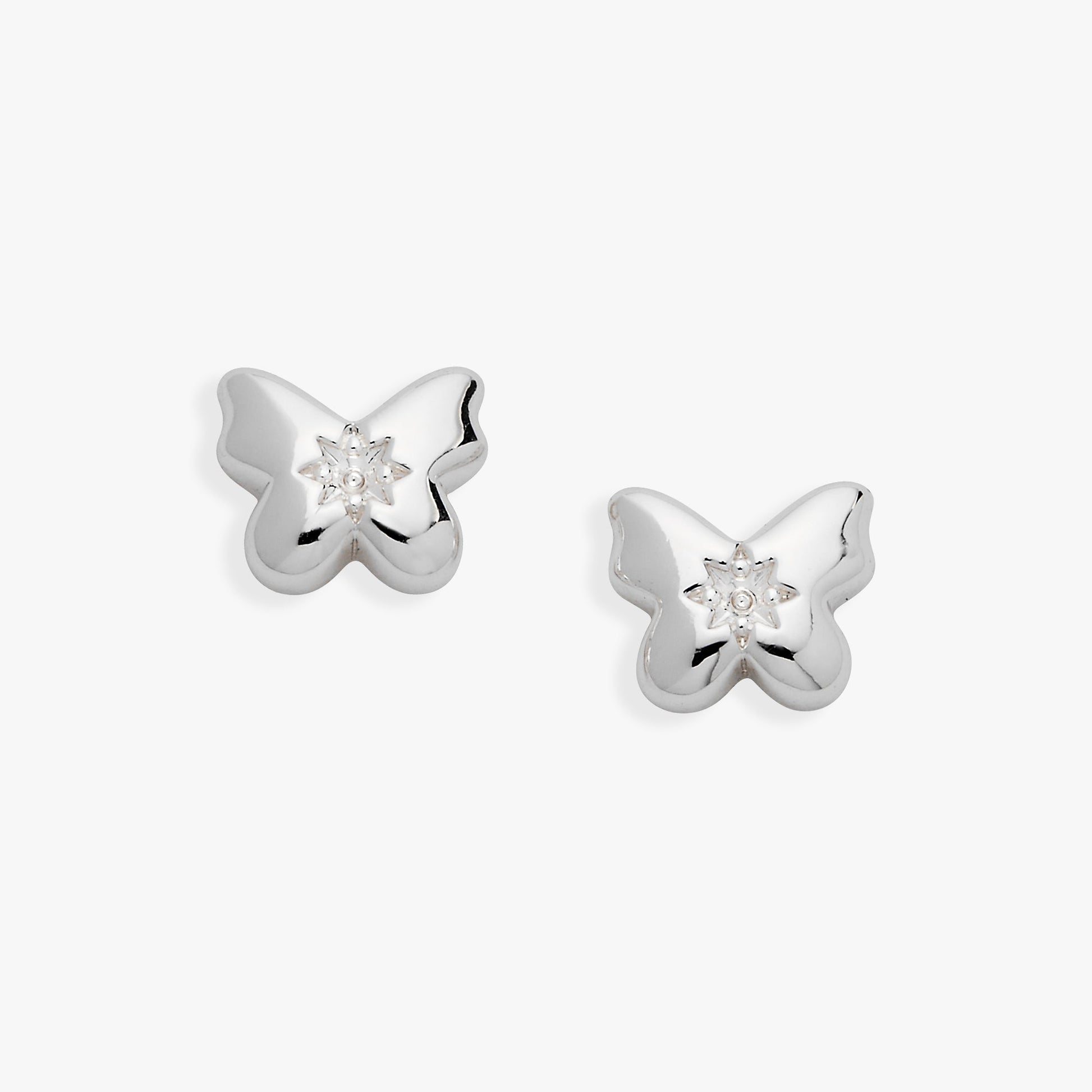 Butterfly Crystal Stud Earrings Silver