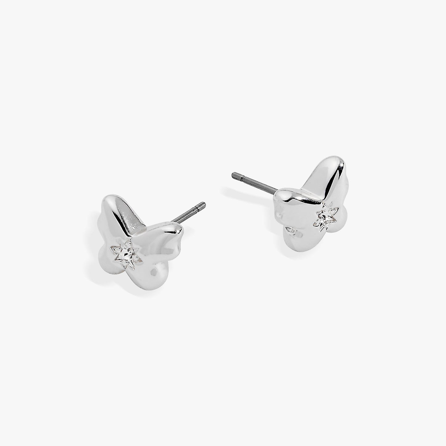 Butterfly Crystal Stud Earrings Silver