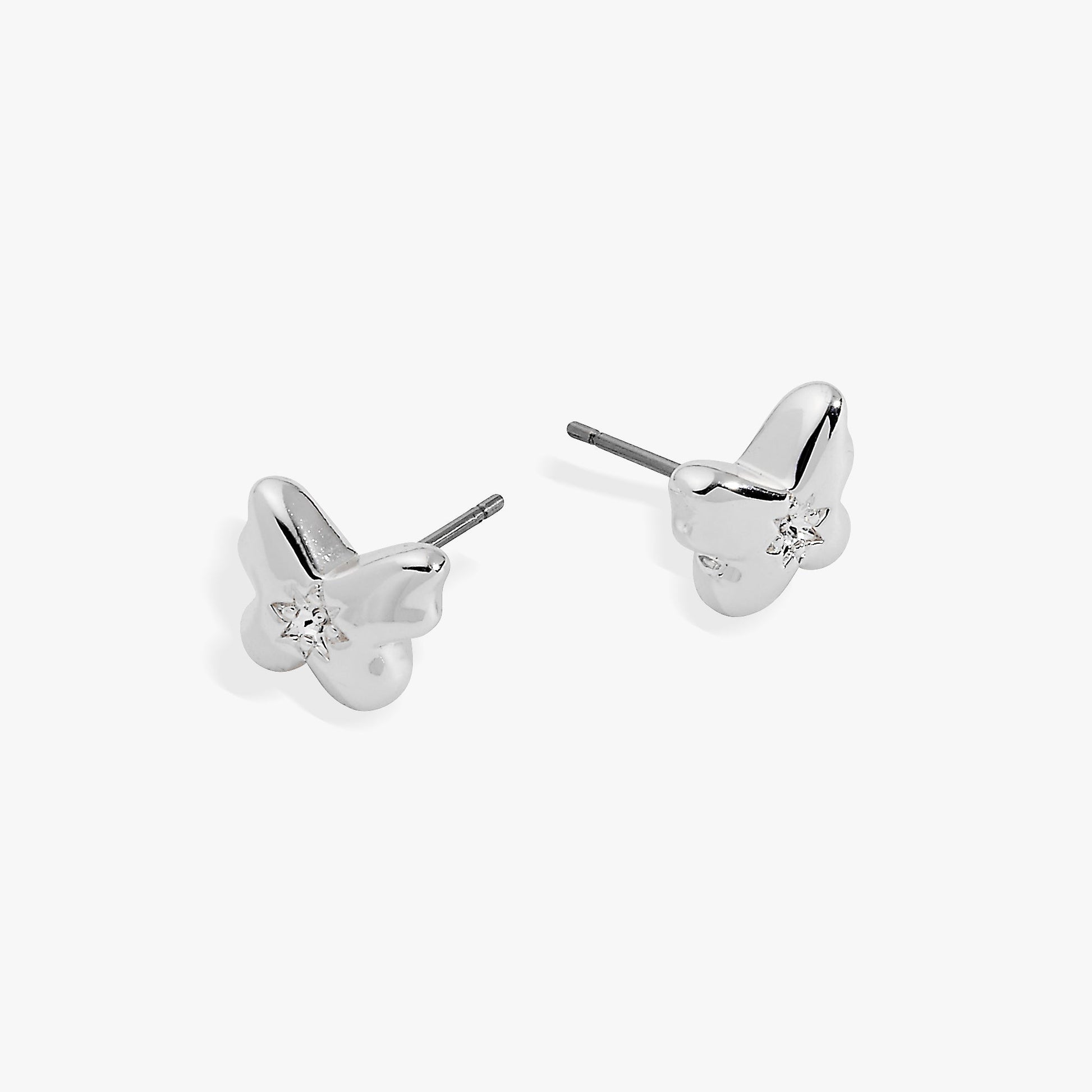 Butterfly Crystal Stud Earrings Silver